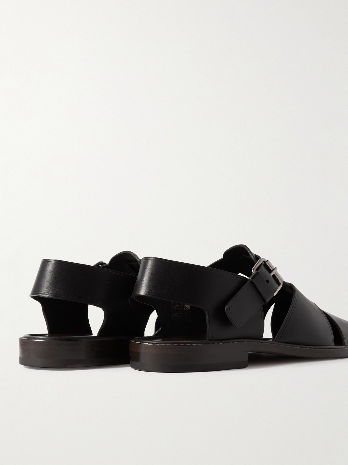 Shop Lemaire Leather Sandals In Black