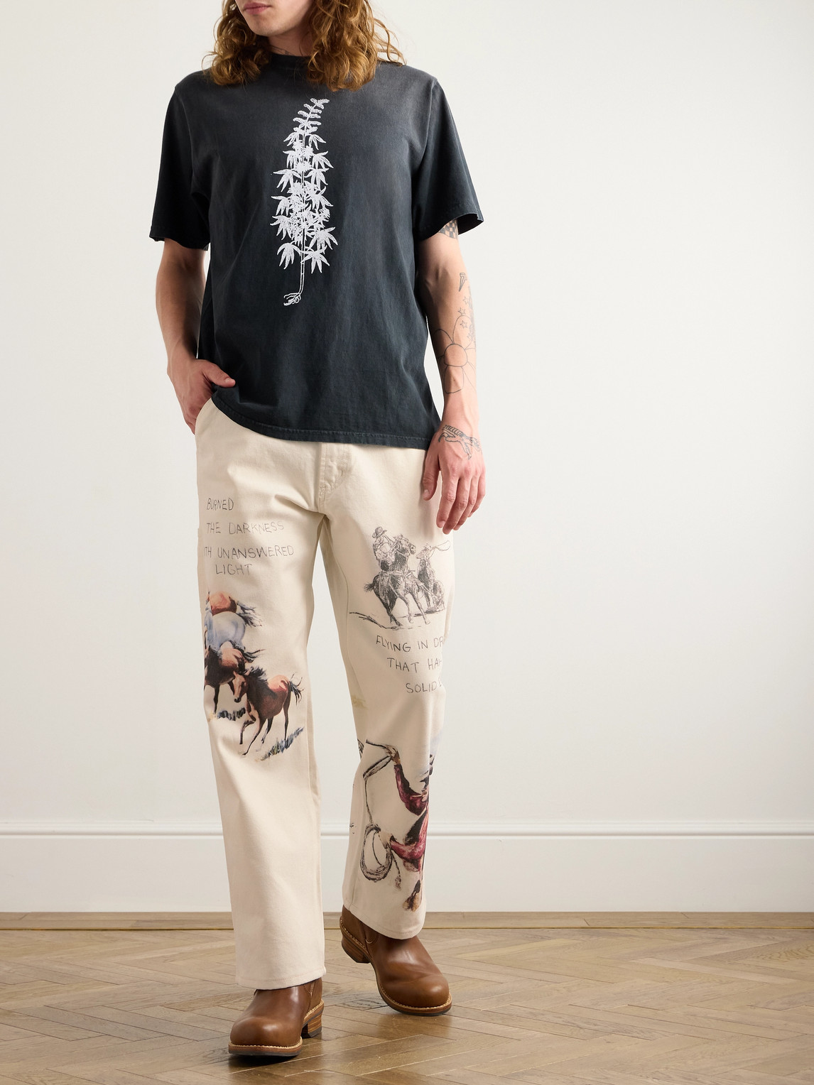 Shop One Of These Days Fort Courage Straight-leg Printed Cotton-canvas Trousers In Neutrals