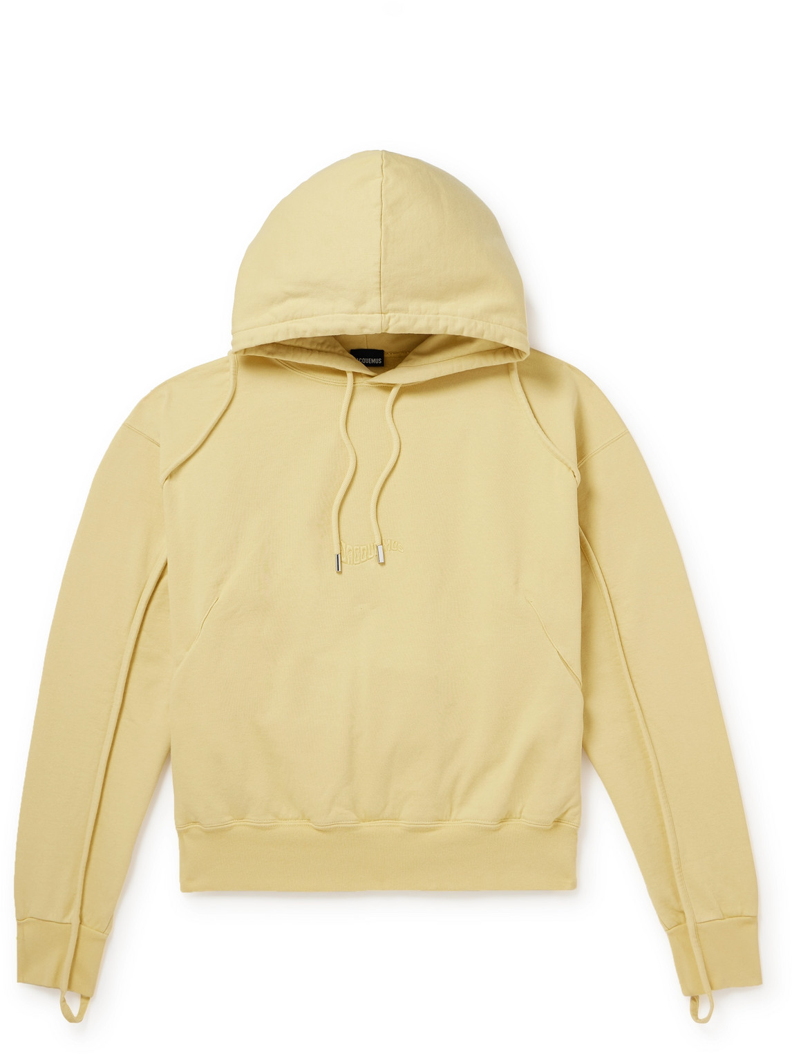 Jacquemus Camargue Logo-embroidered Organic Cotton-jersey Hoodie In Yellow