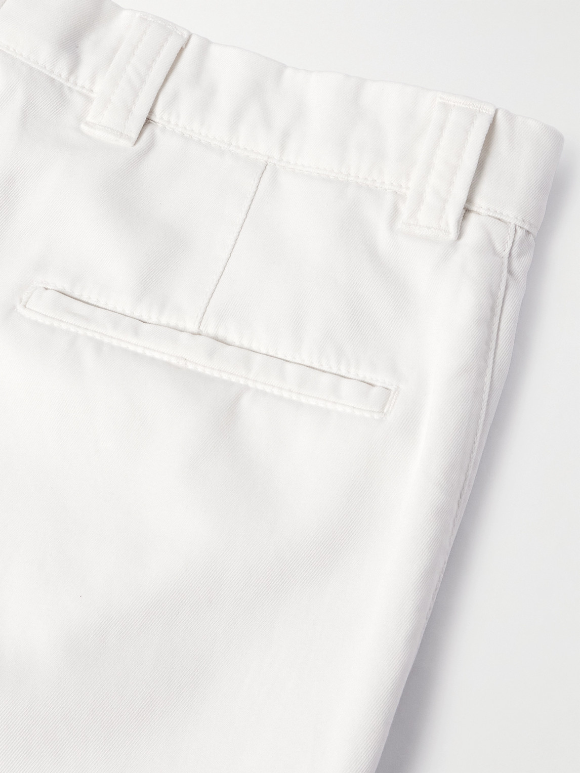 Shop Brunello Cucinelli Straight-leg Cotton-twill Trousers In White