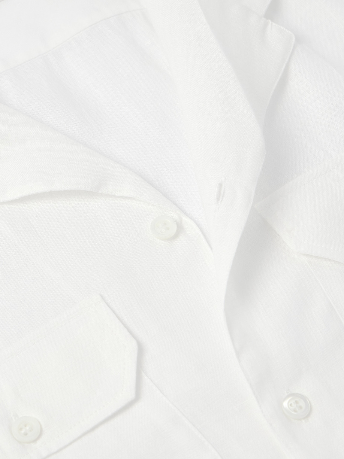 Shop Brunello Cucinelli Camp-collar Linen Shirt In White
