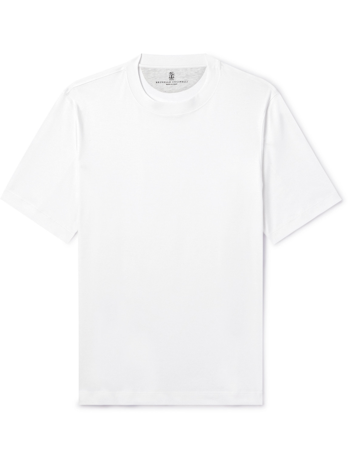 Brunello Cucinelli Logo Cotton Jersey T-shirt In White