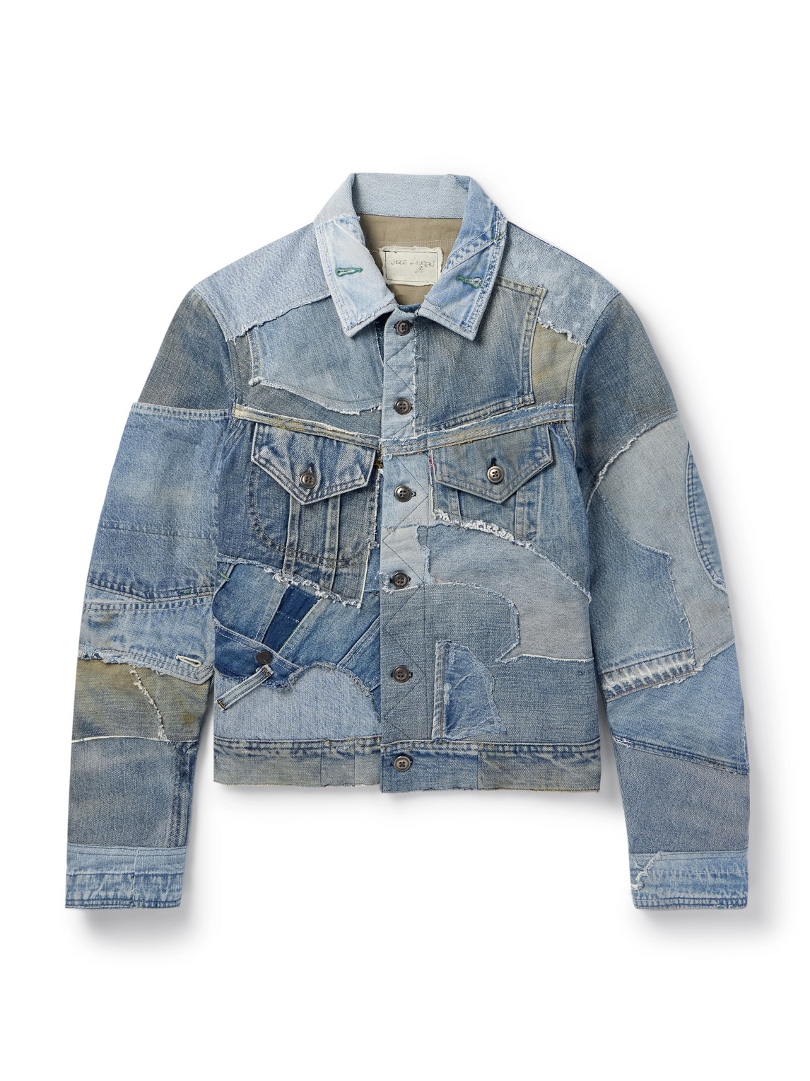 Distressed Patchwork Denim Jacket