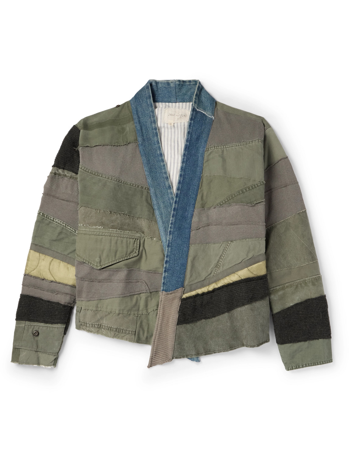 Greg Lauren Mixed Army Patchwork Cotton-blend Jacket In Green