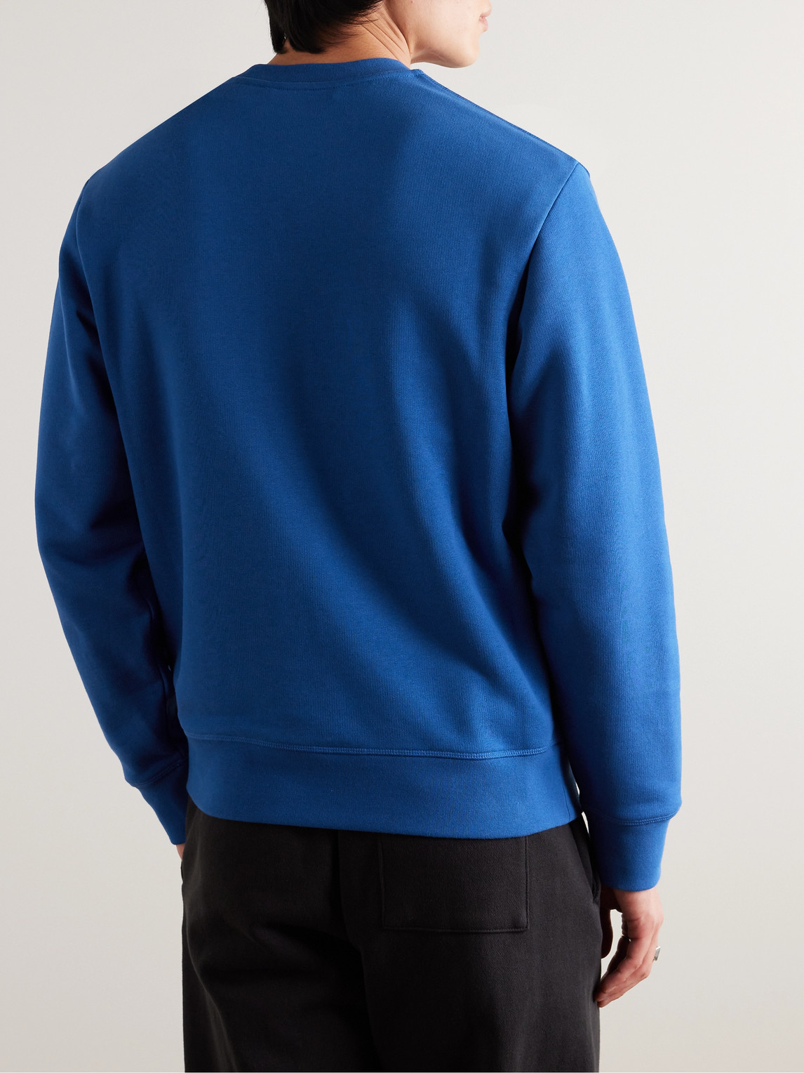 Shop Moncler Logo-appliquéd Cotton-jersey Sweatshirt In Blue