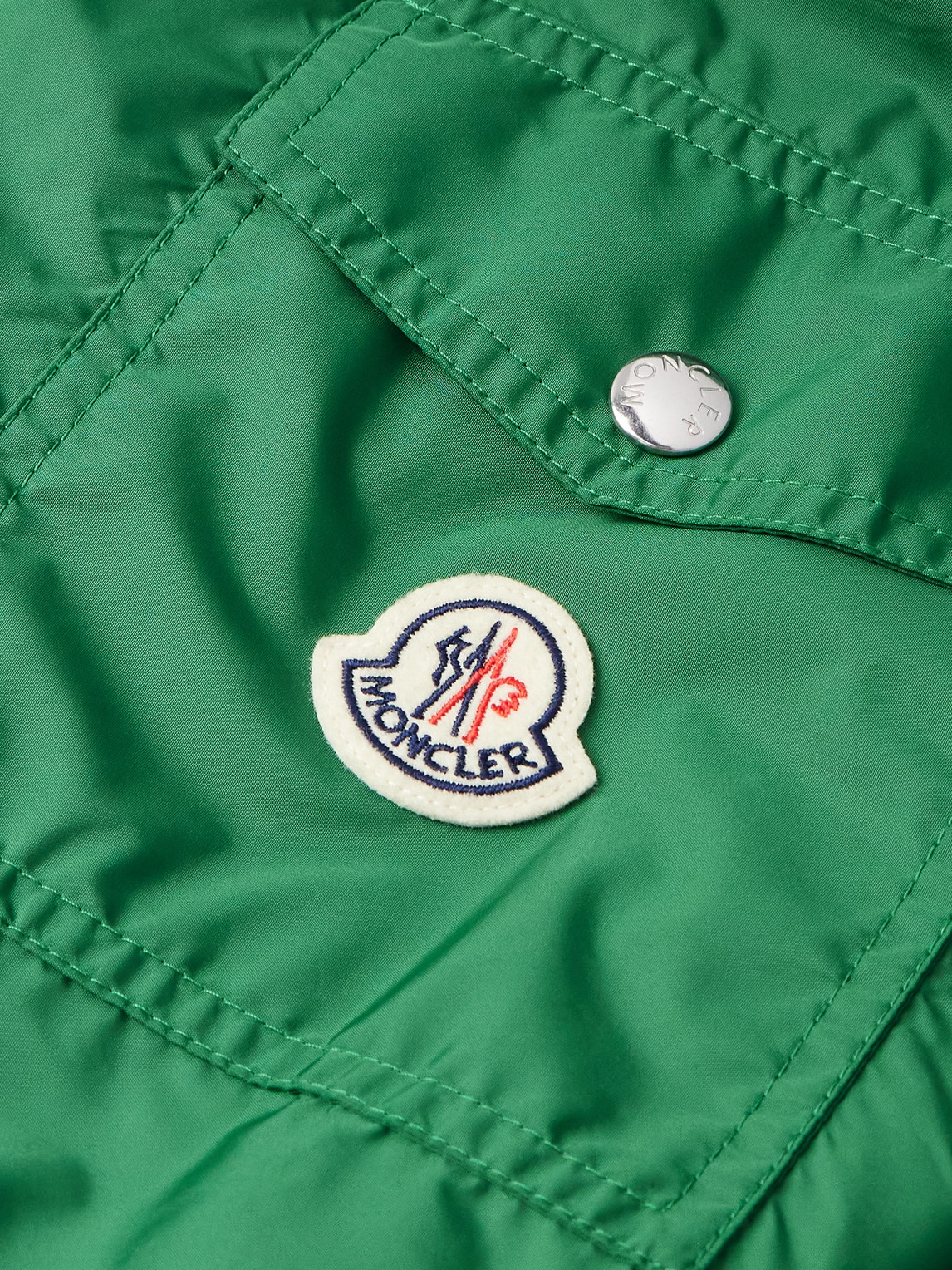 Shop Moncler Etiache Logo-appliqued Shell Hooded Jacket In Green