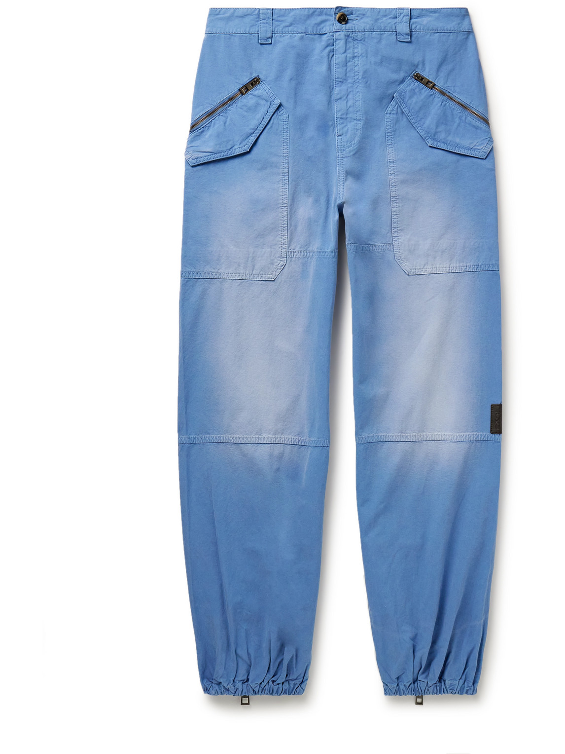 Loewe Tapered Cotton Cargo Trousers In Blue