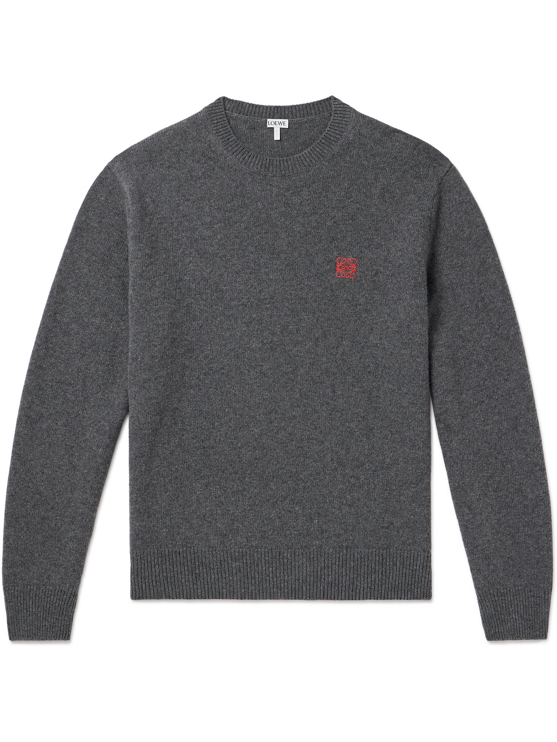 Shop Loewe Anagram Logo-embroidered Wool Sweater In Gray