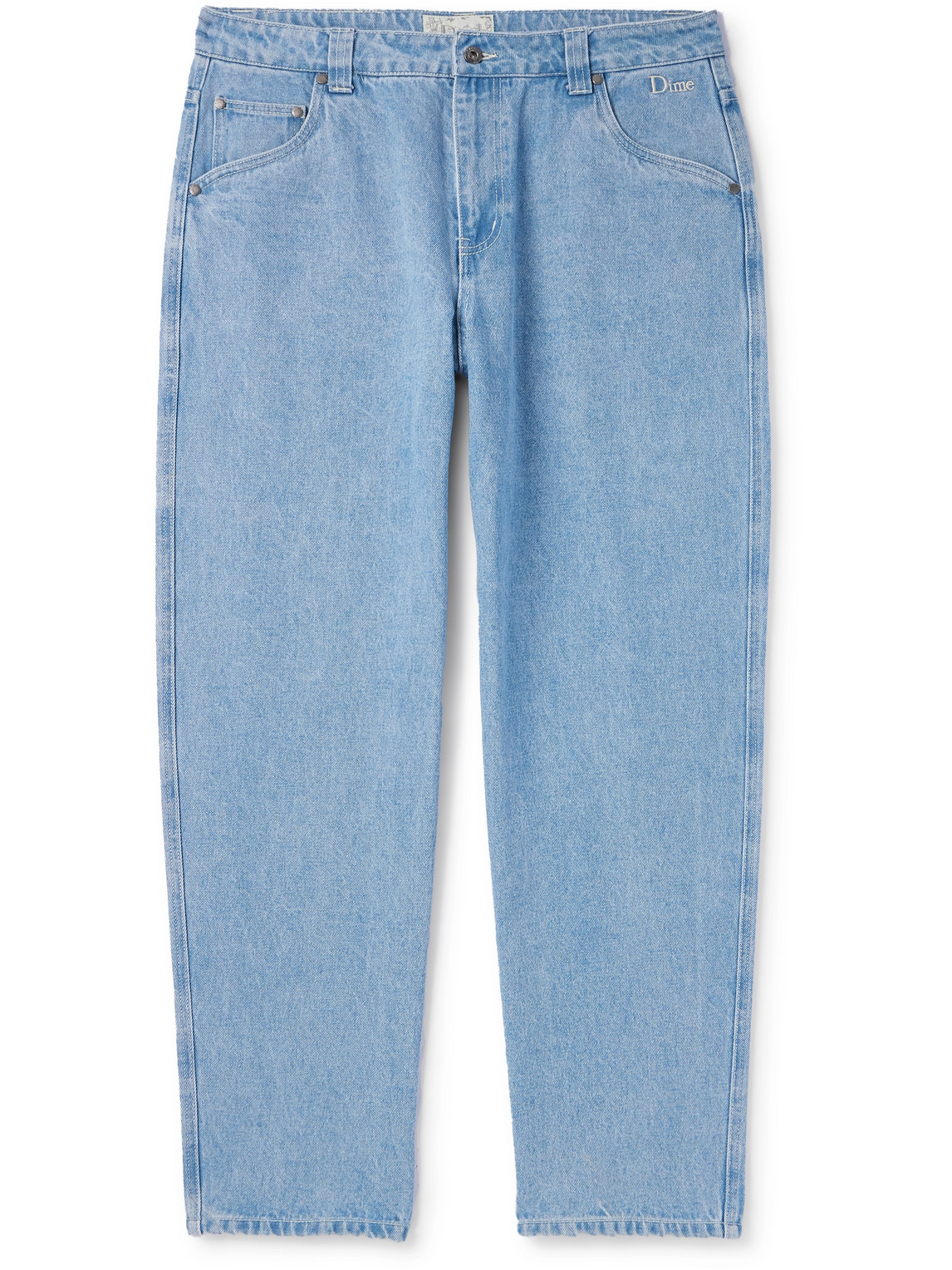 Dime Straight-leg Logo-embroidered Jeans In Blue