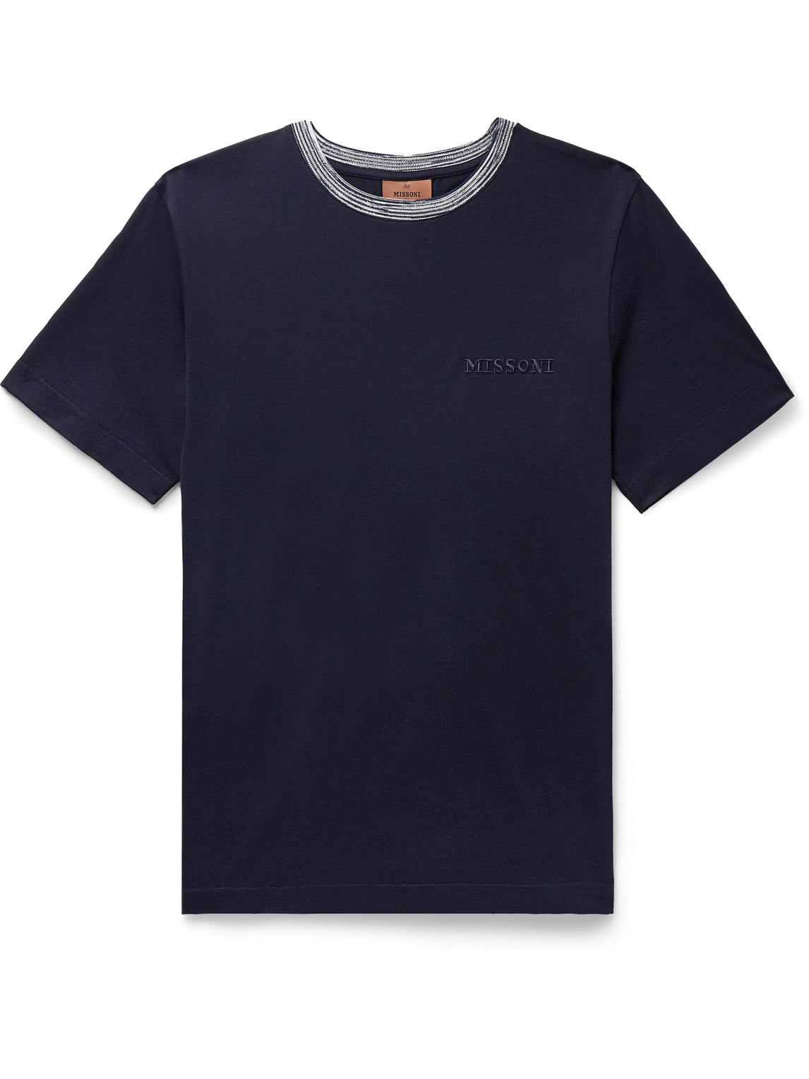 Missoni Logo-embroidered Cotton-jersey T-shirt In Blue