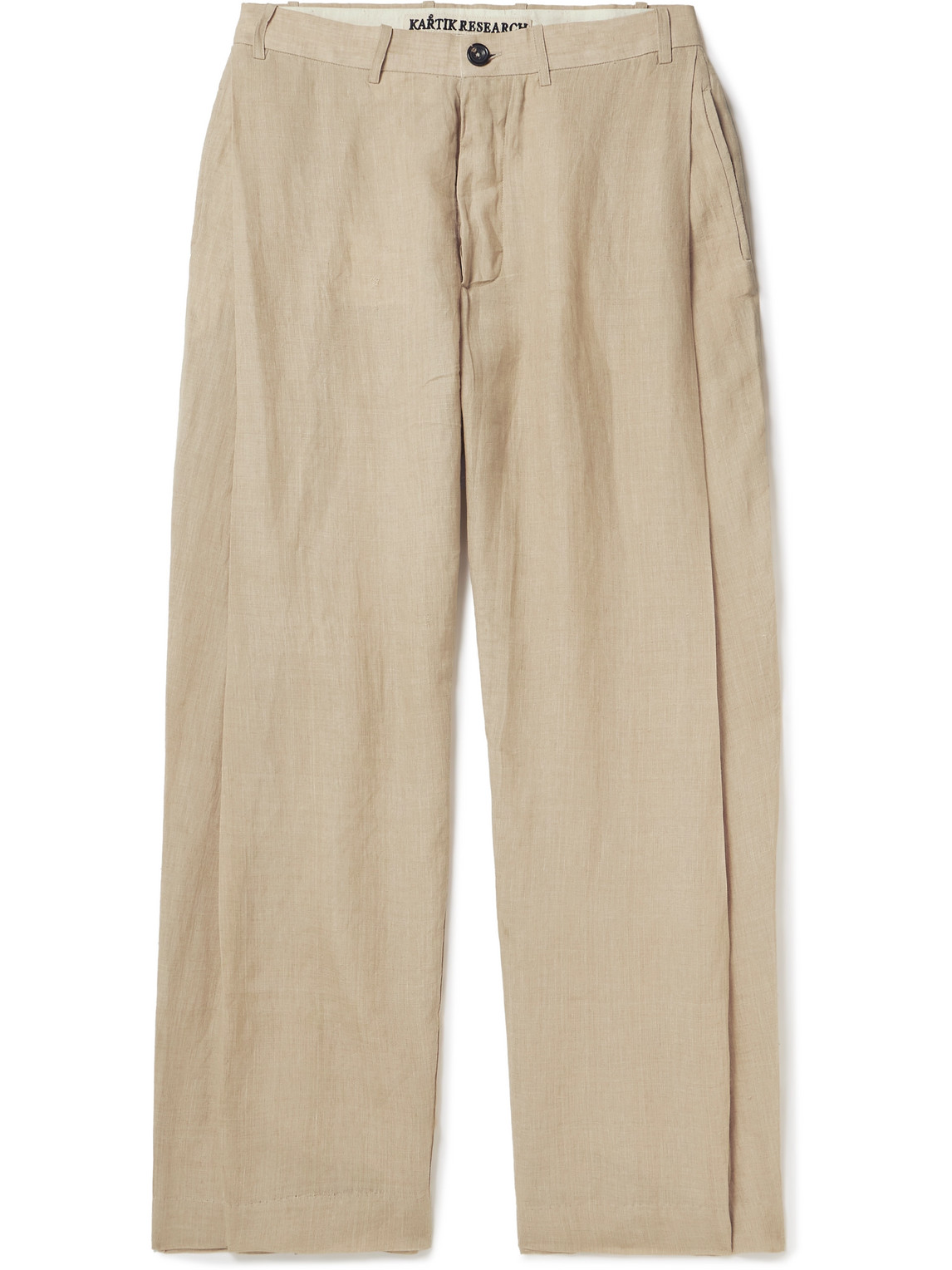 Shop Kartik Research Pleated Linen-gauze Trousers In Neutrals