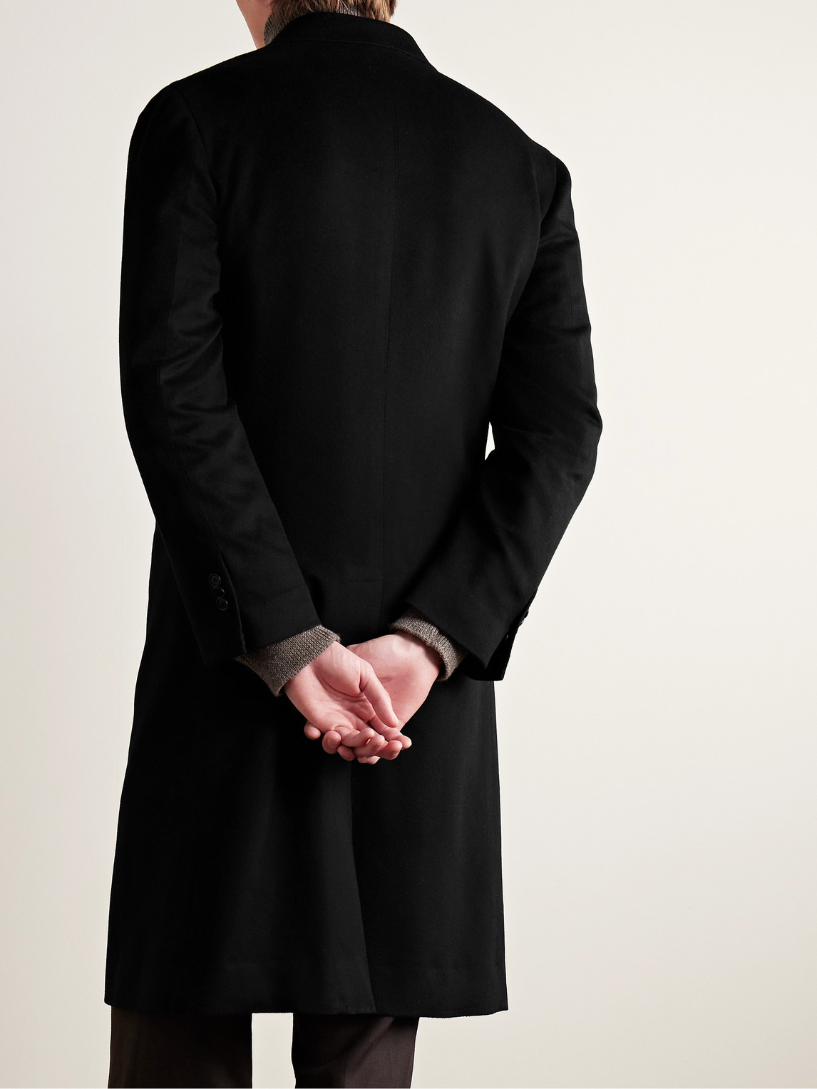 Shop Saman Amel Slim-fit Double-breasted Wool And Cashmere-blend Felt Overcoat In Black