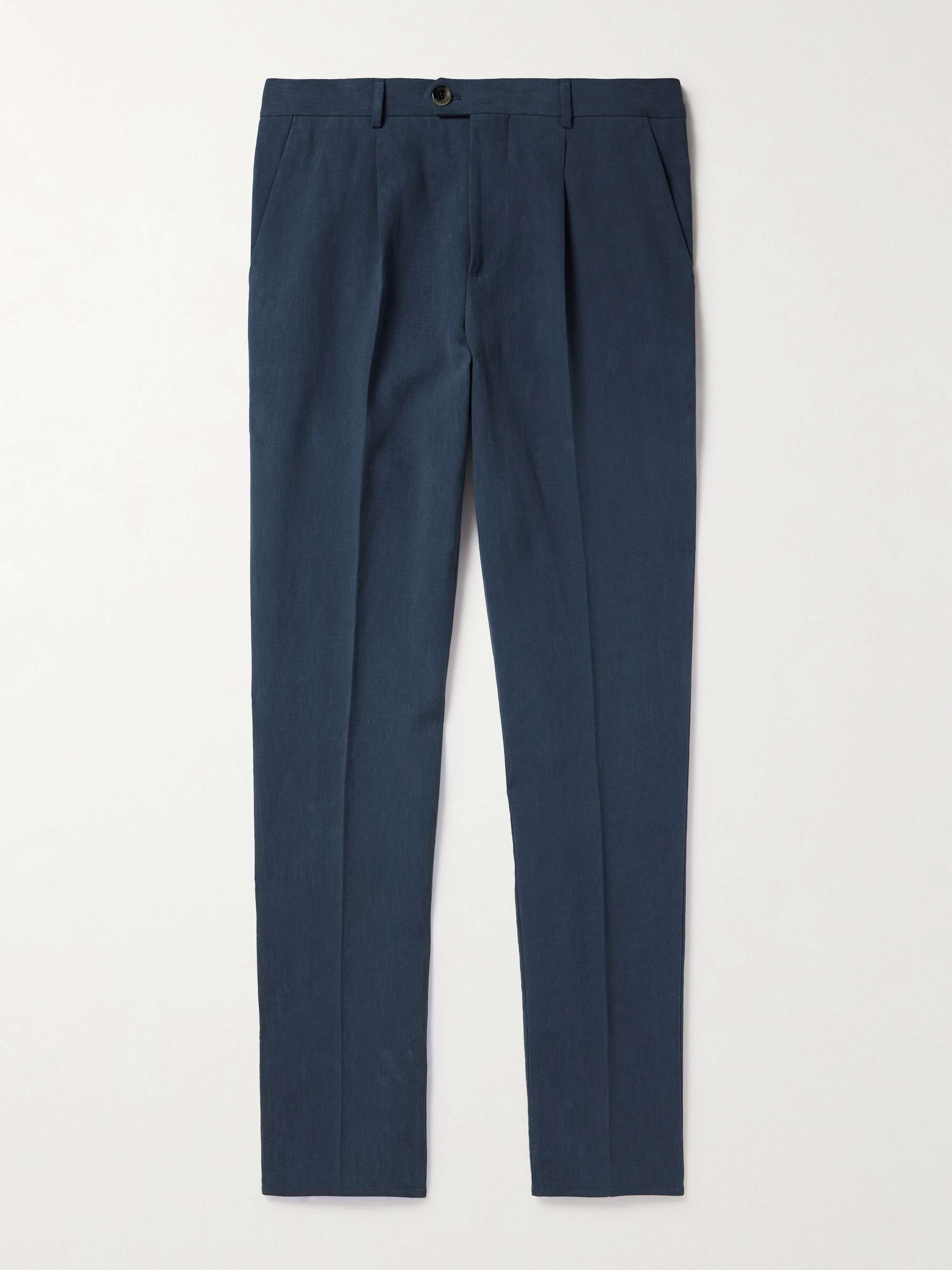BRUNELLO CUCINELLI Slim-Fit Pleated Linen Trousers for Men | MR PORTER