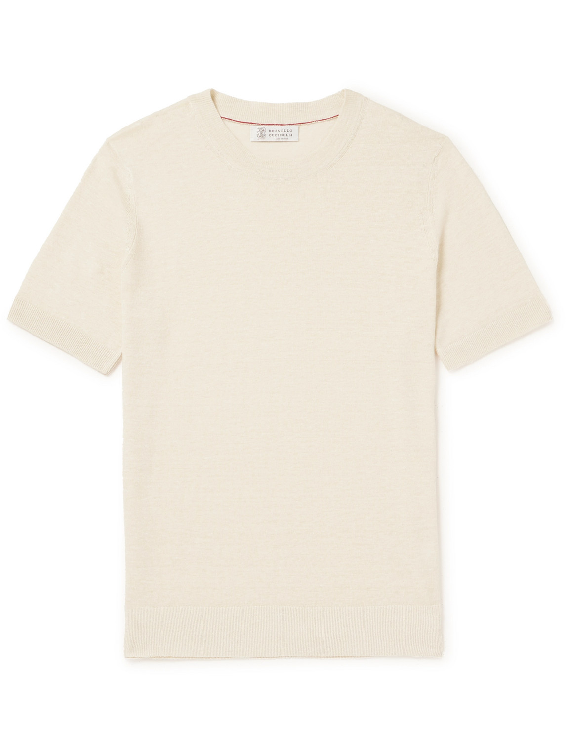 Brunello Cucinelli Linen And Cotton-blend Jersey T-shirt In Neutrals