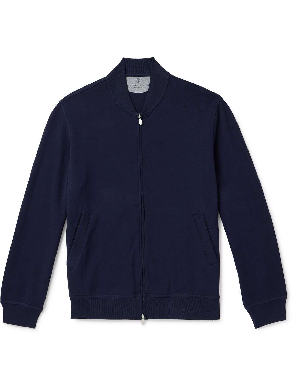 Brunello Cucinelli Cotton-blend Zip-up Jacket In Blue