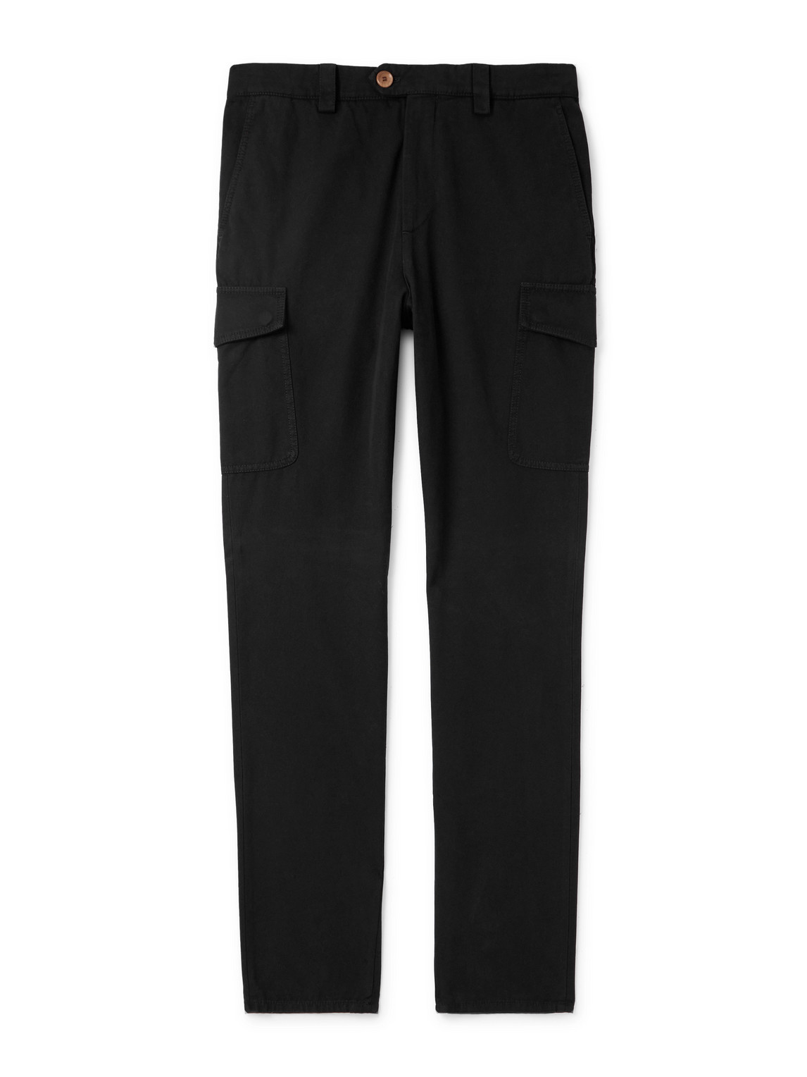 Brunello Cucinelli Straight-leg Cotton-twill Cargo Trousers In Black