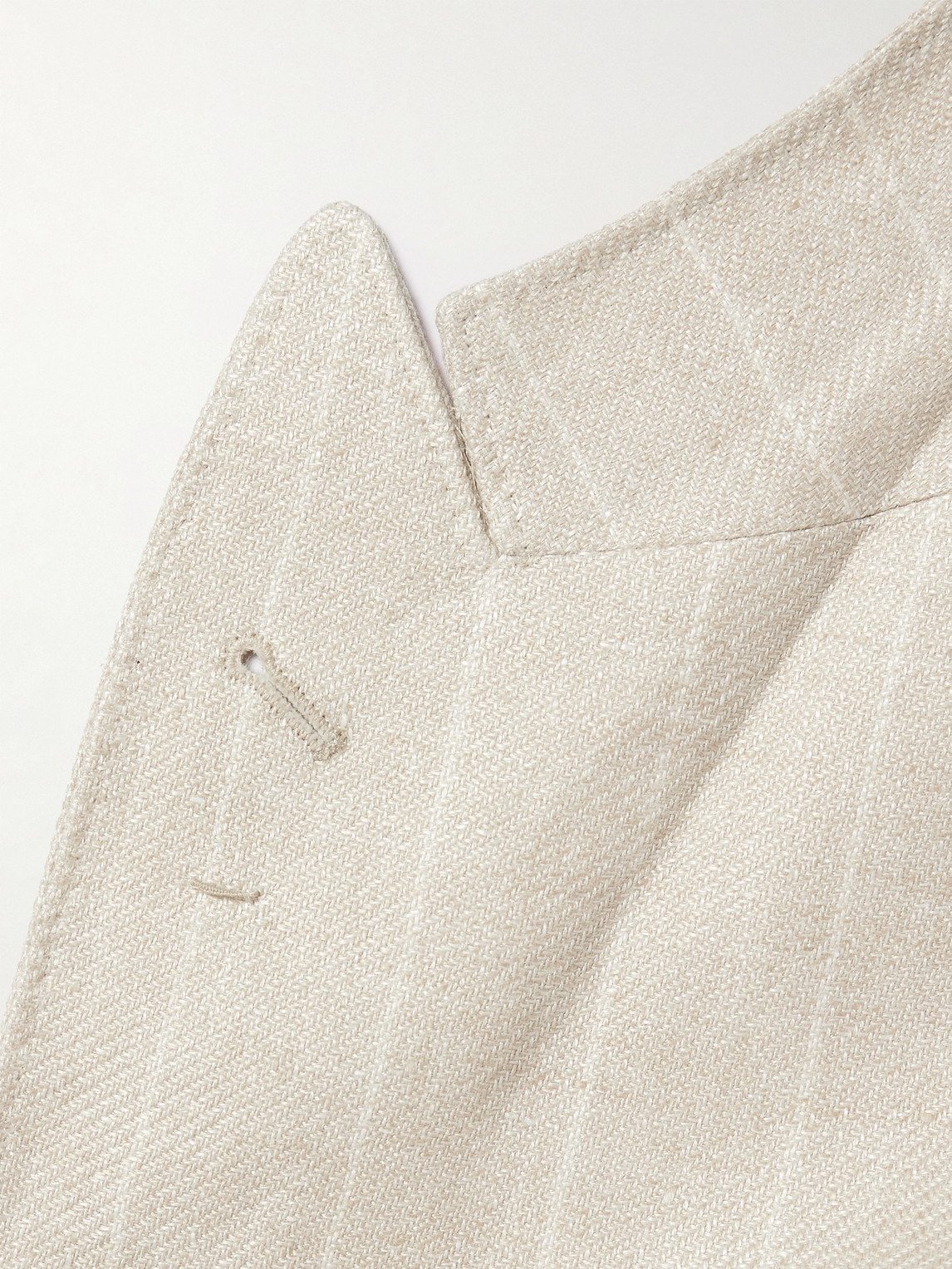 Shop Brunello Cucinelli Unstructured Striped Linen, Wool And Silk-blend Blazer In Neutrals
