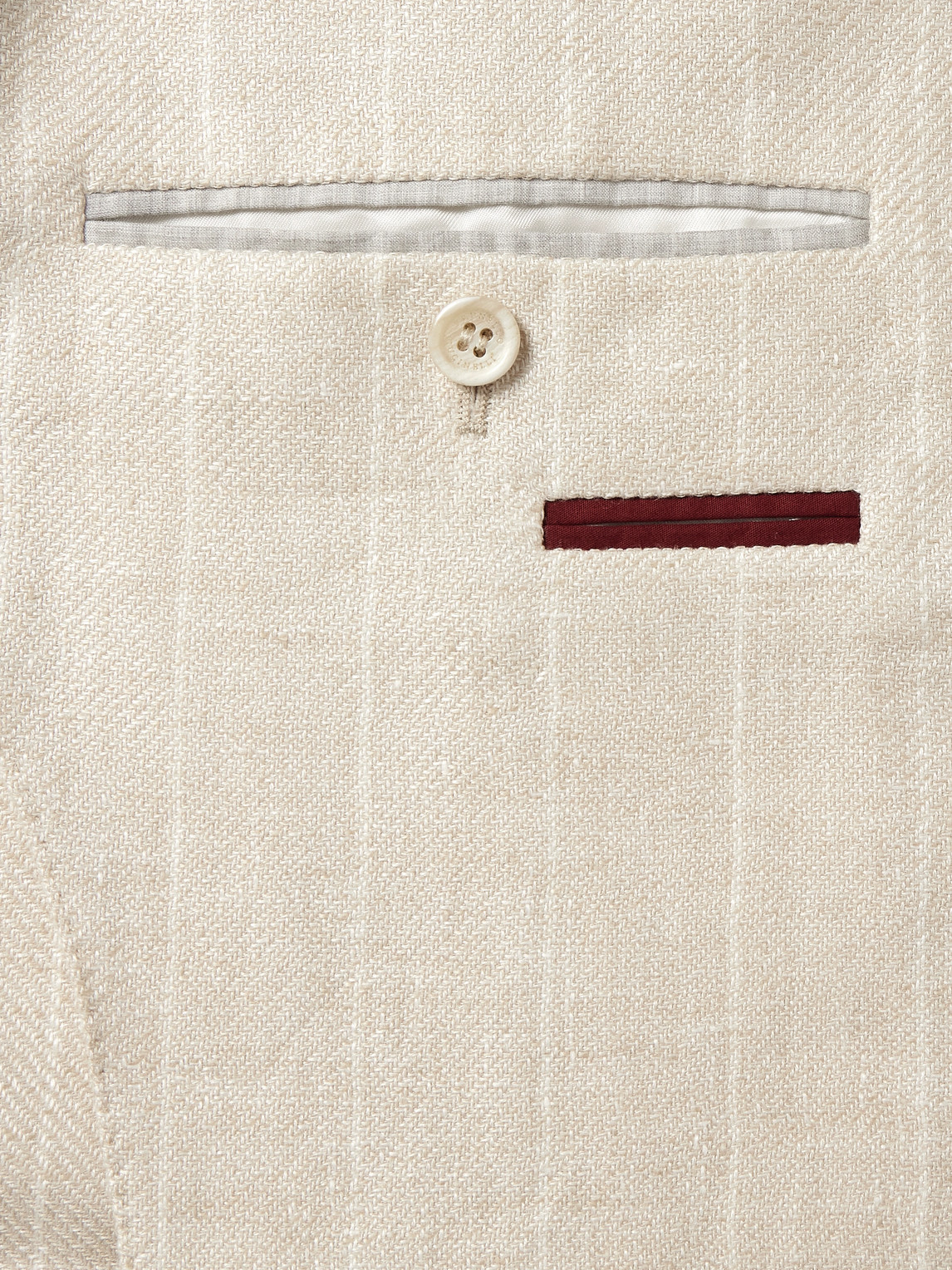 Shop Brunello Cucinelli Unstructured Striped Linen, Wool And Silk-blend Blazer In Neutrals