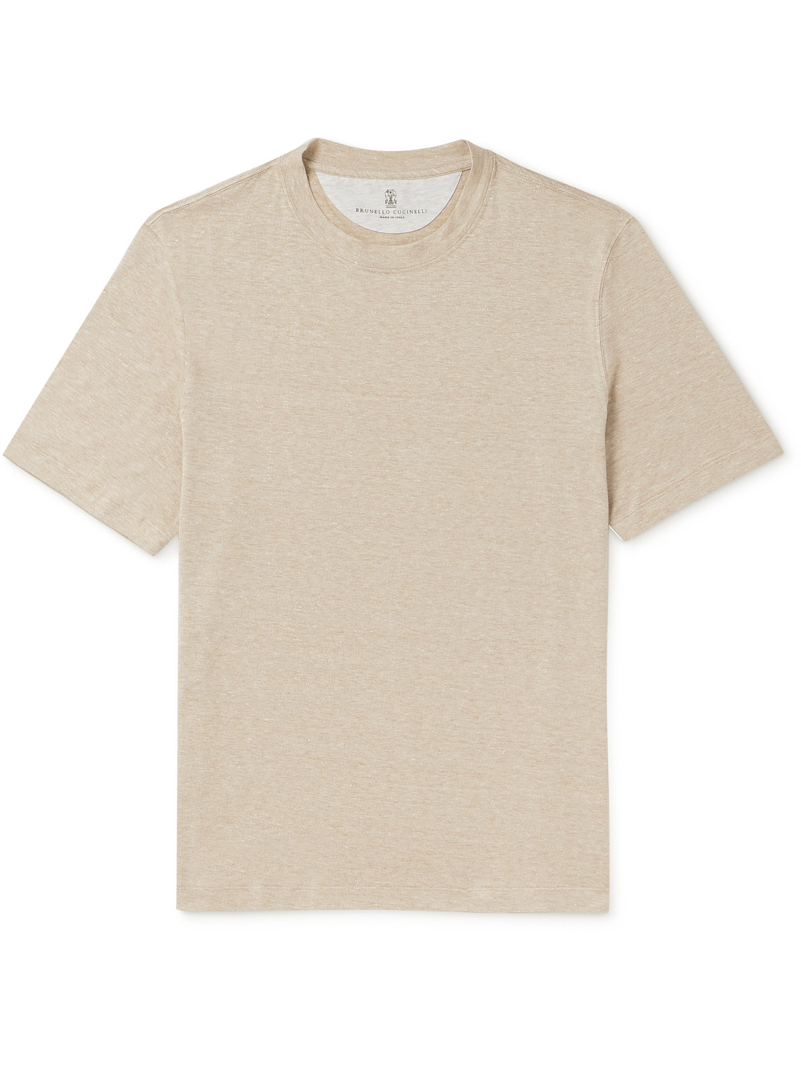 Brunello Cucinelli Slub Linen And Cotton-blend Jersey T-shirt In Neutrals