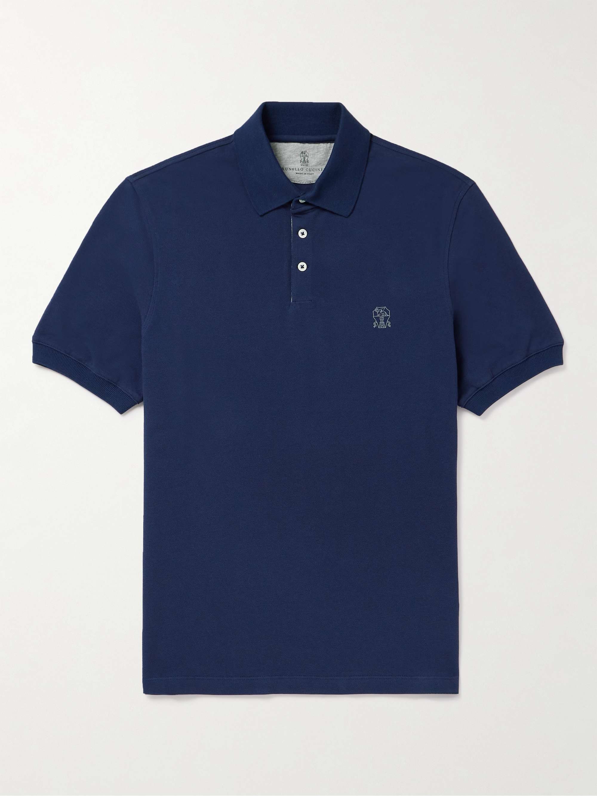 BRUNELLO CUCINELLI Logo-Print Cotton-Piqué Polo Shirt for Men | MR PORTER