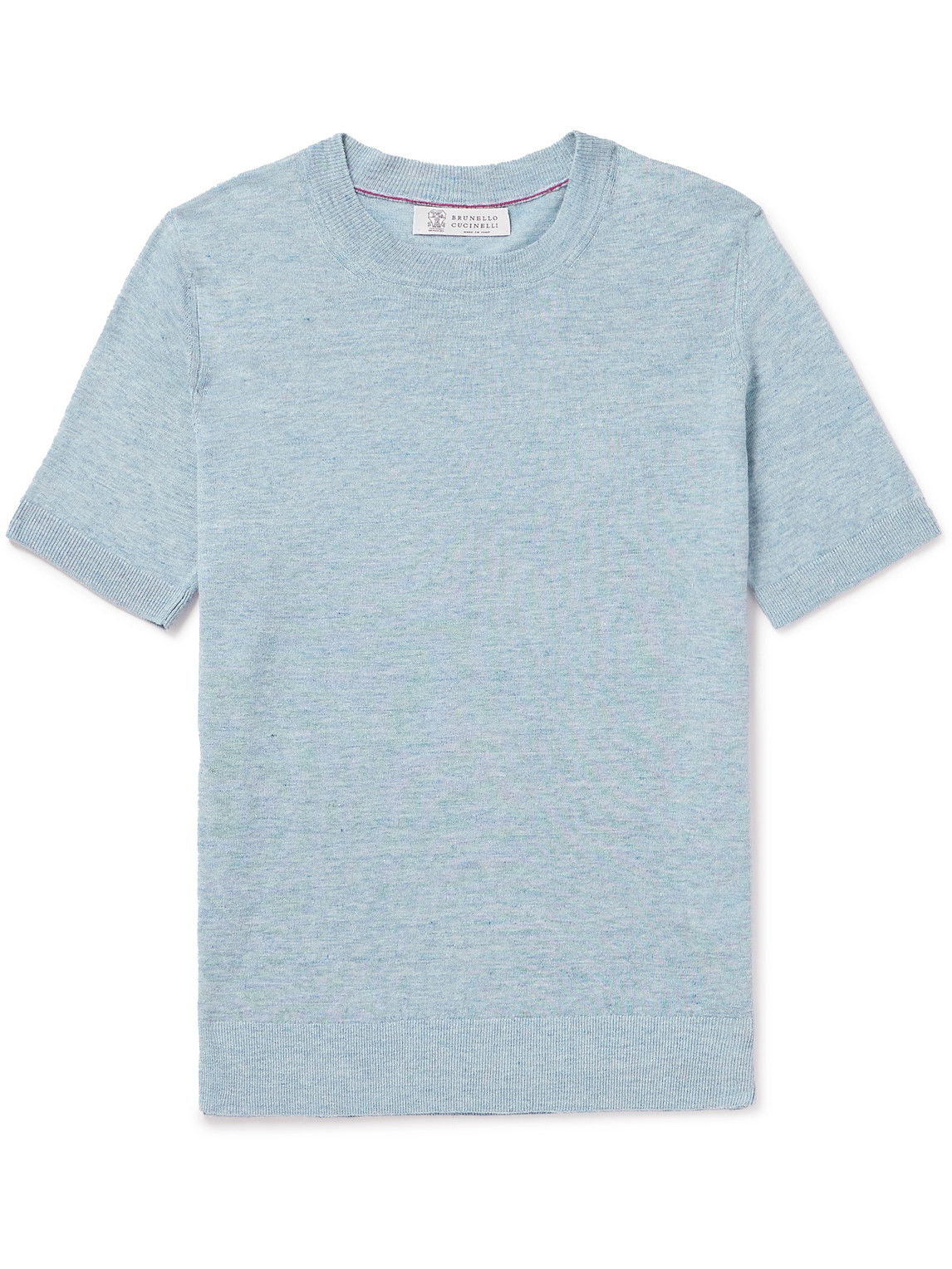 Brunello Cucinelli Linen And Cotton-blend T-shirt In Blue