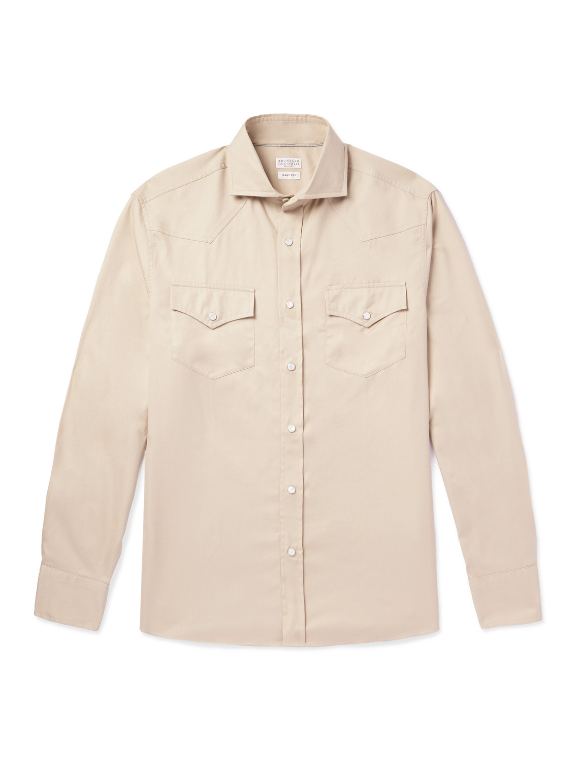 Brunello Cucinelli Brushed Cotton-twill Western Shirt In Brown