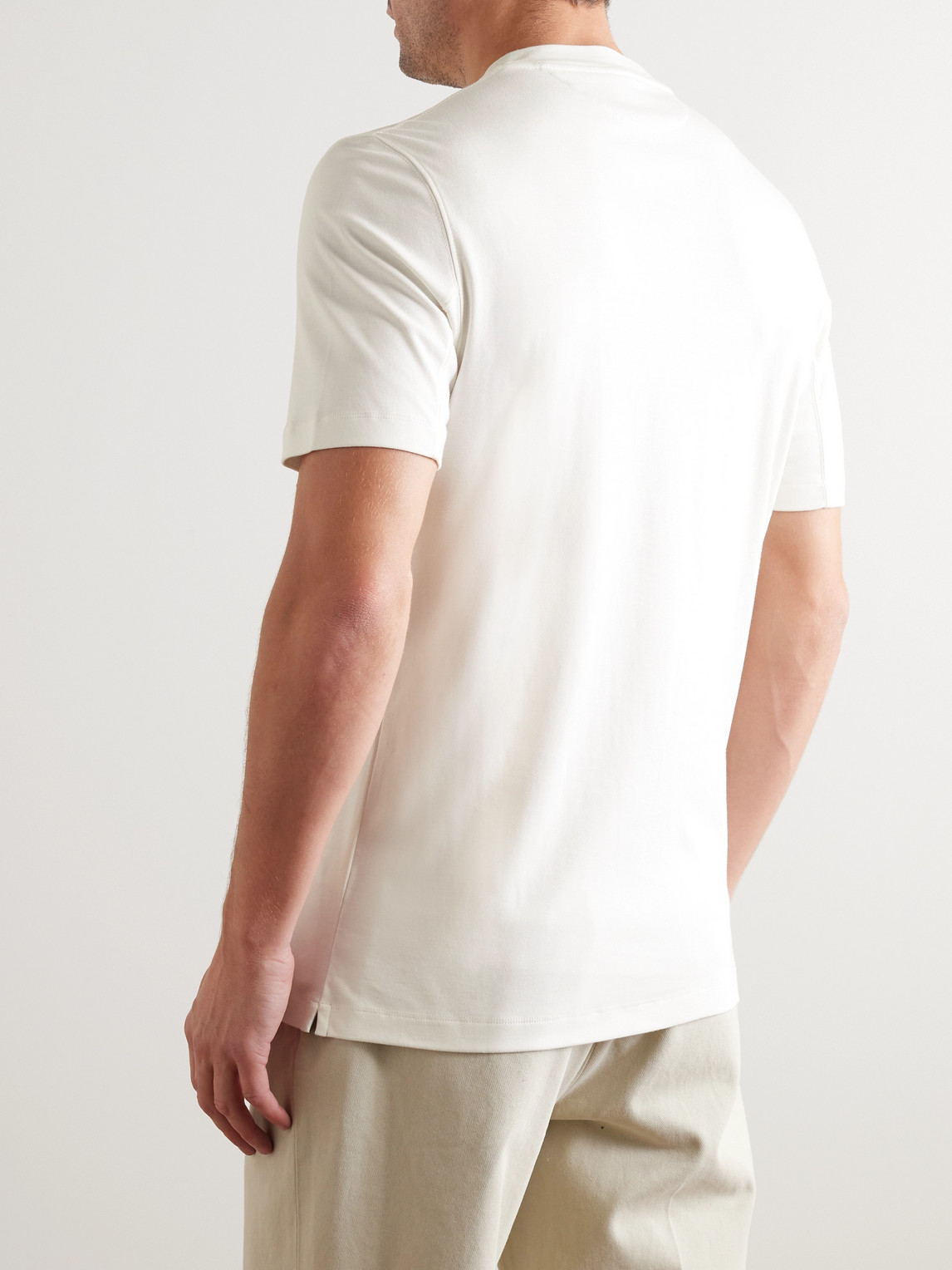 Shop Brunello Cucinelli Logo-print Cotton And Silk-blend Jersey T-shirt In White