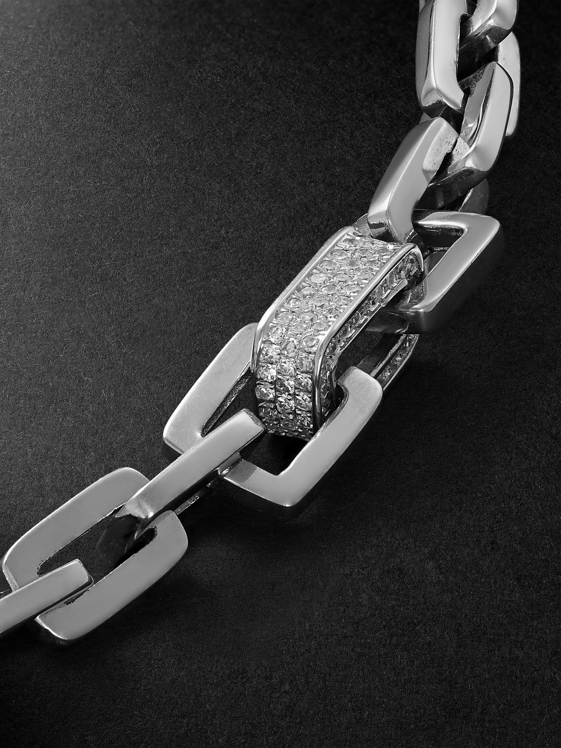 Shop Shay Links Blackened Gold Diamond Bracelet In Silver