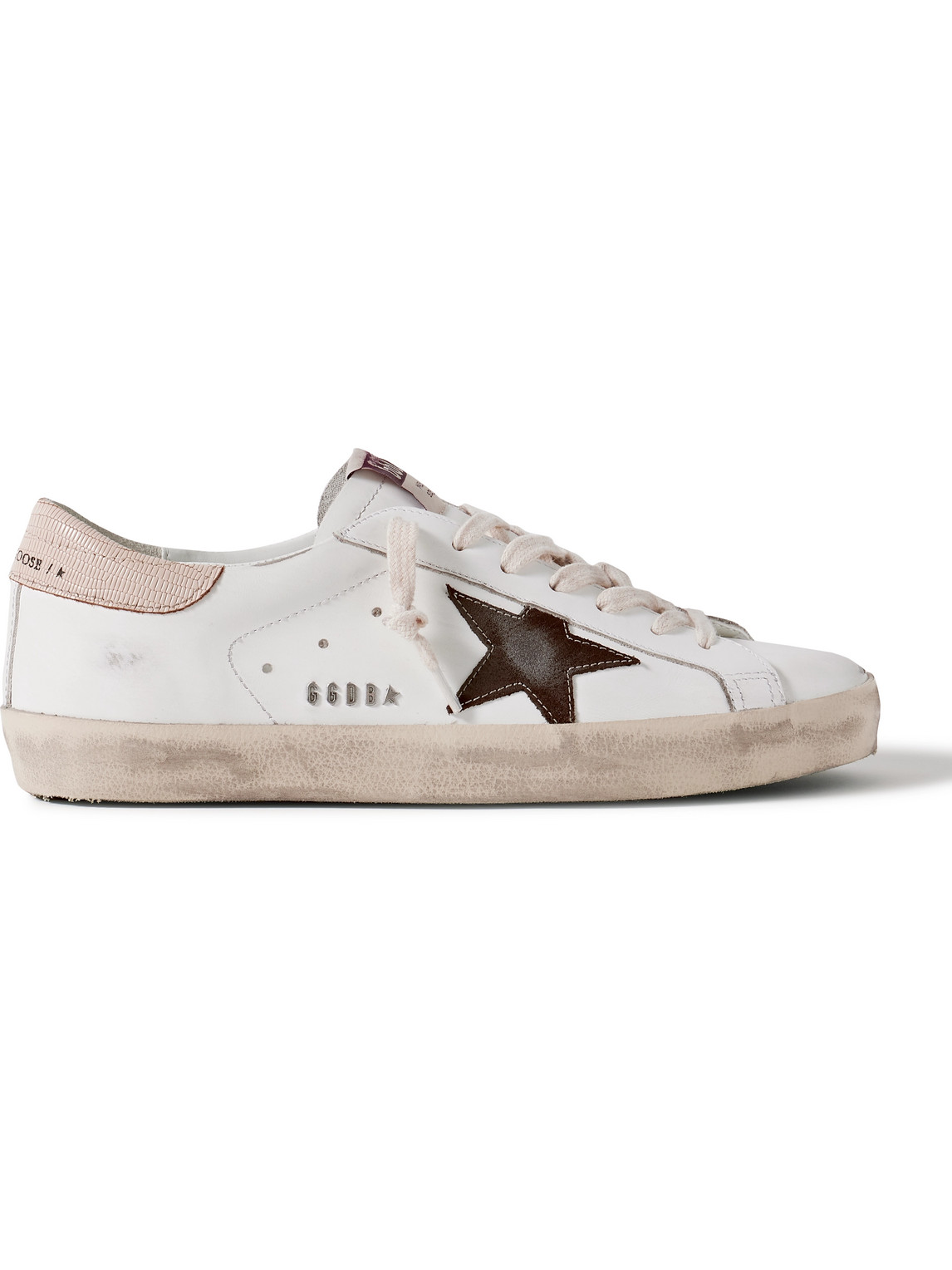Golden Goose Super Star Distressed Suede-trimmed Leather Sneakers In White