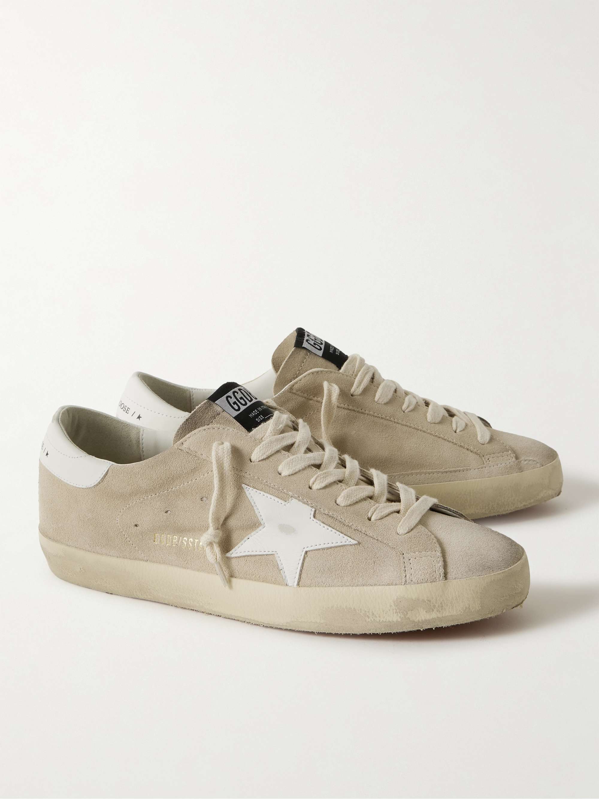 GOLDEN GOOSE Super-Star Distressed Leather-Trimmed Suede Sneakers for ...