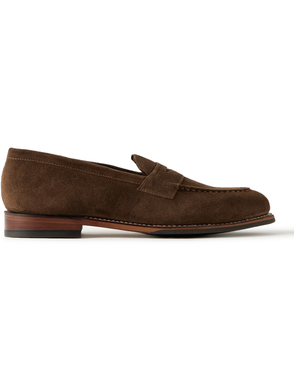 Grenson Lloyd Suede Loafers In Brown