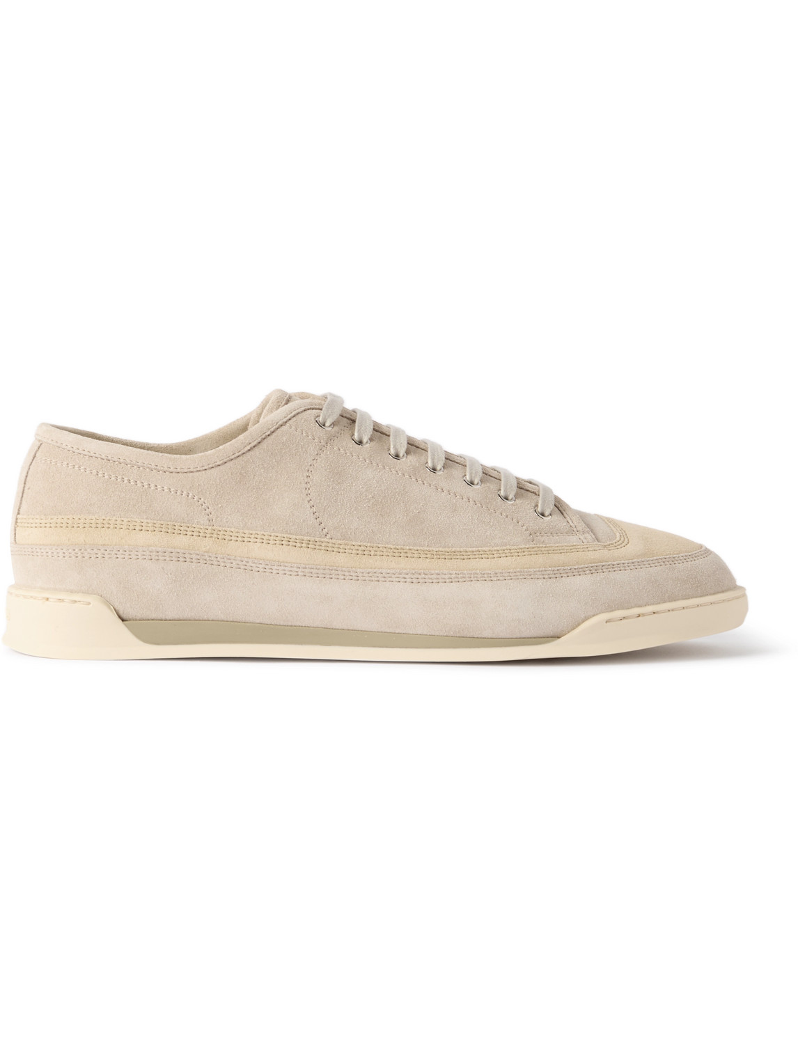 John Lobb Court Two-tone Suede Sneakers In Neutrals