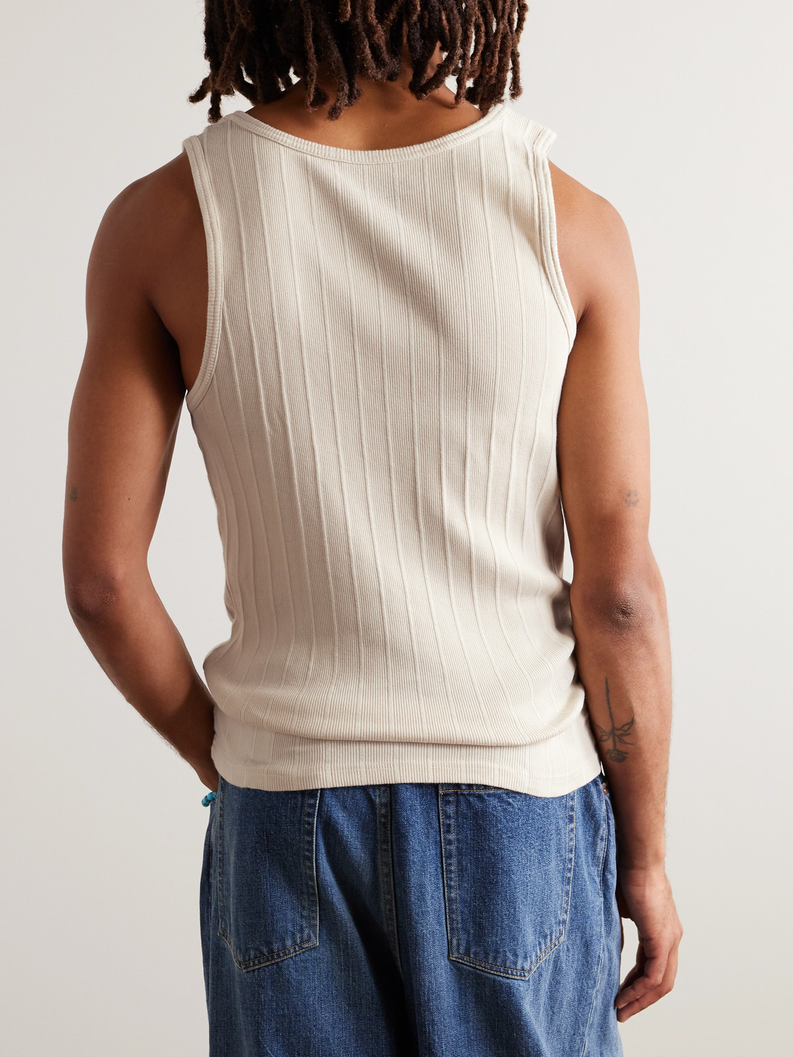 Shop Mfpen Two-pack Ribbed Organic Cotton Tank Tops In White
