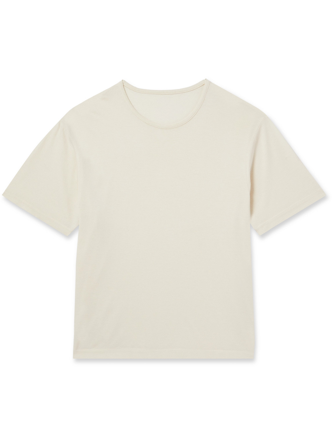 Stòffa Cotton And Silk-blend Piqué T-shirt In Neutrals