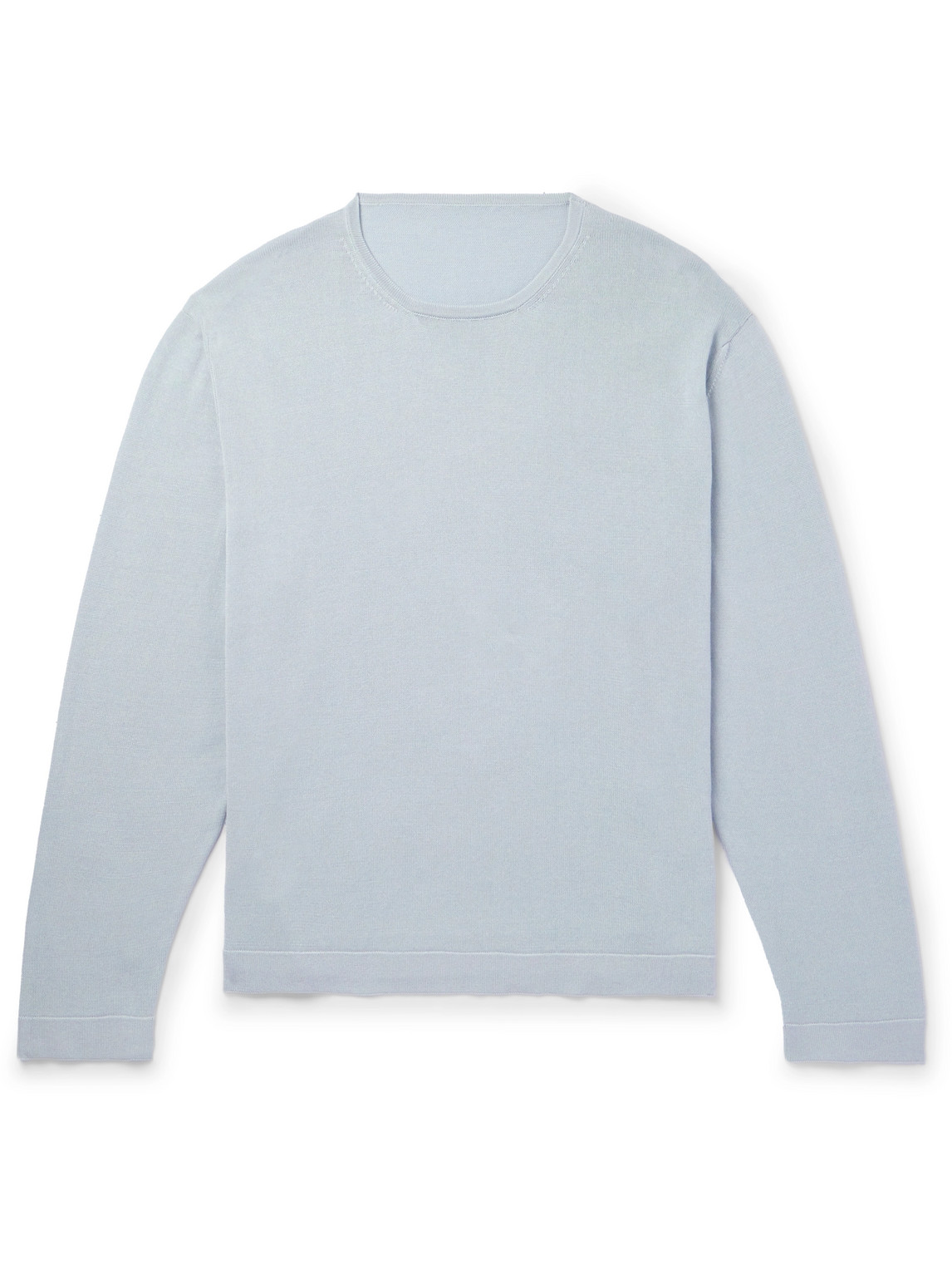 Stòffa Mélange Mouliné-cotton Sweater In Blue