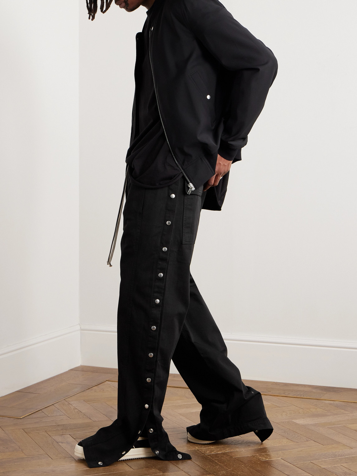 Shop Rick Owens Drkshdw Pusher Cotton-twill Drawstring Trousers In Black