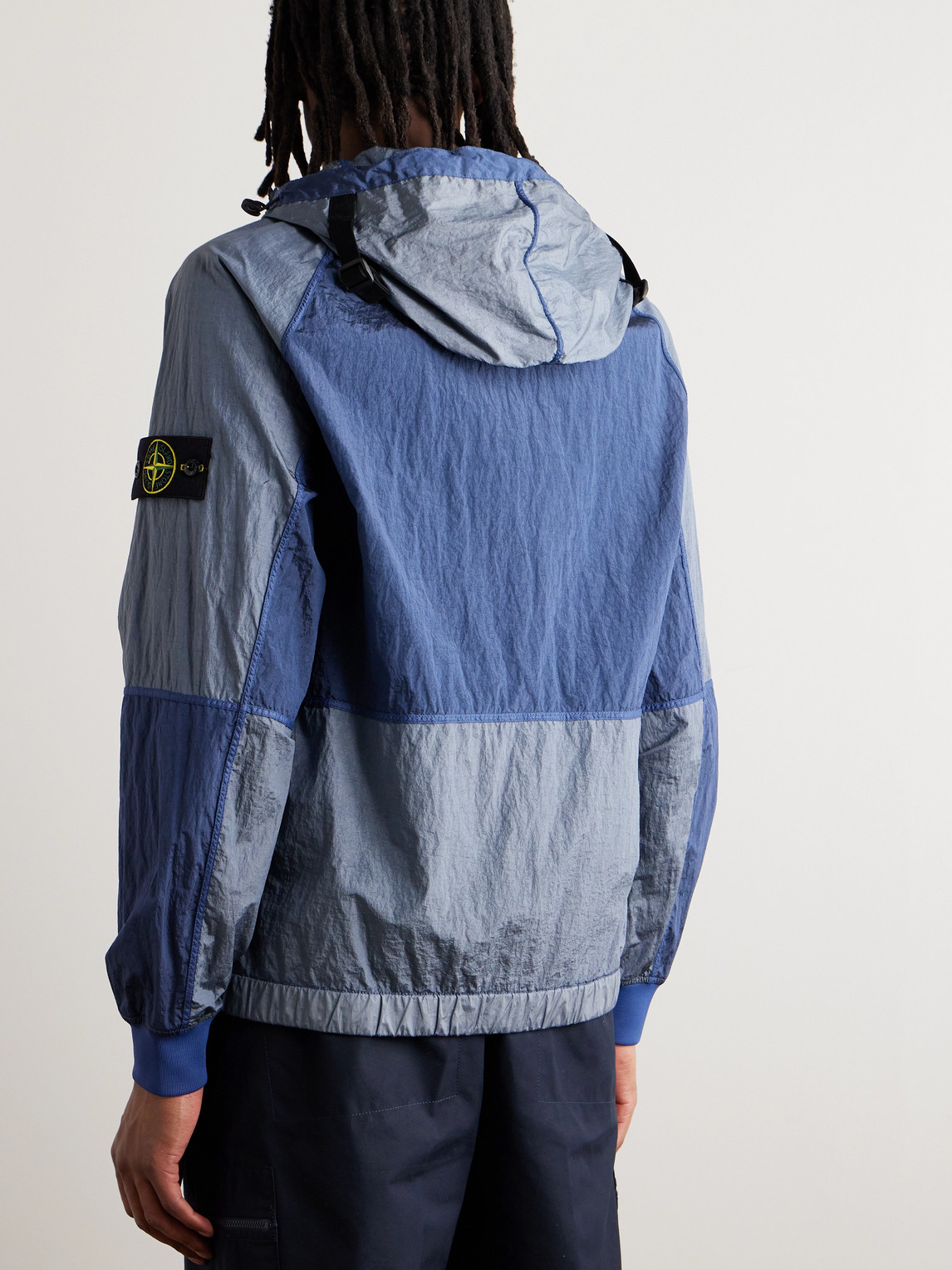 Shop Stone Island Logo-appliquéd Nylon Metal Hooded Jacket In Blue