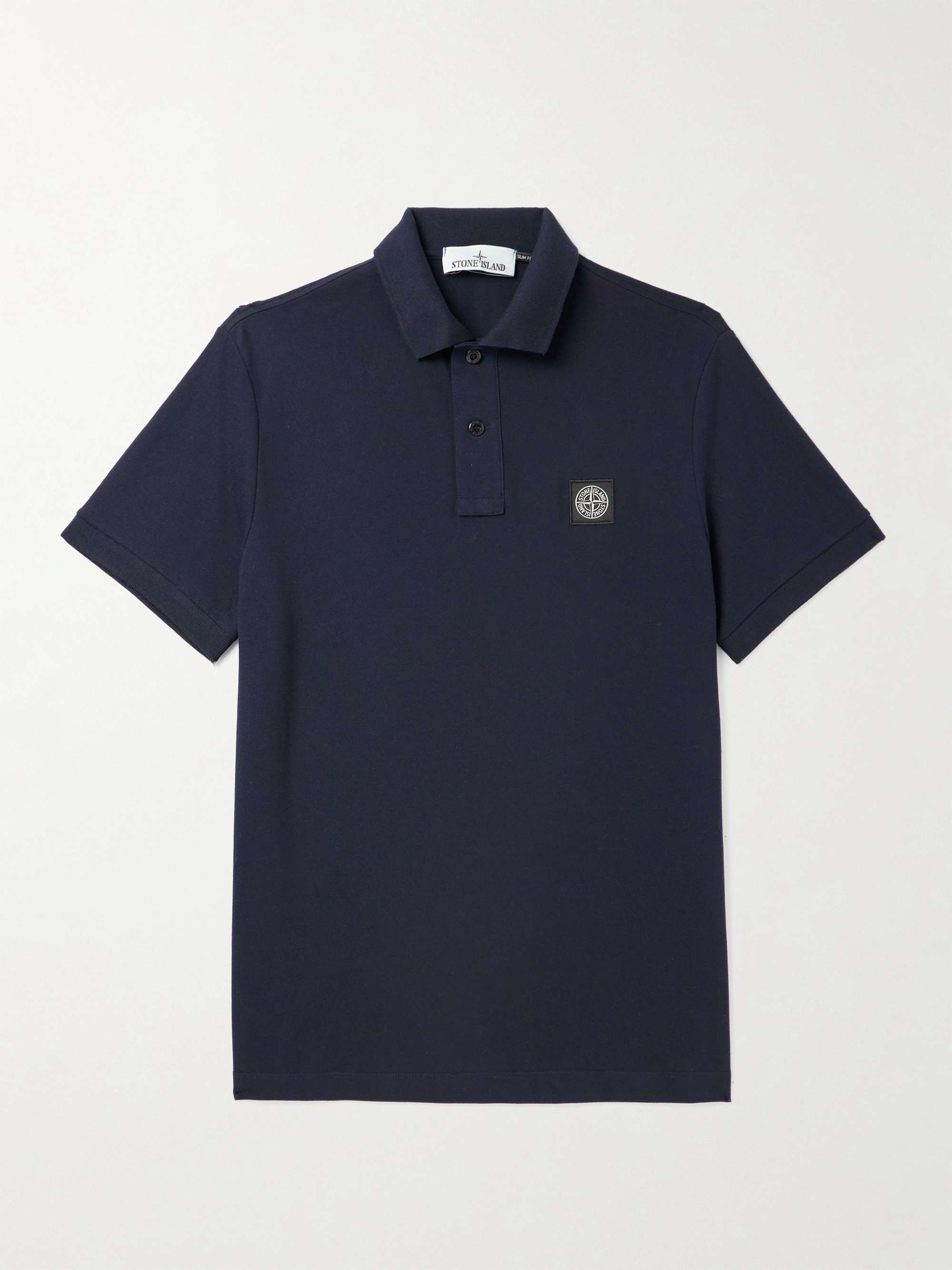 STONE ISLAND Logo-Appliquéd Cotton-Blend Piqué Polo Shirt for Men | MR ...