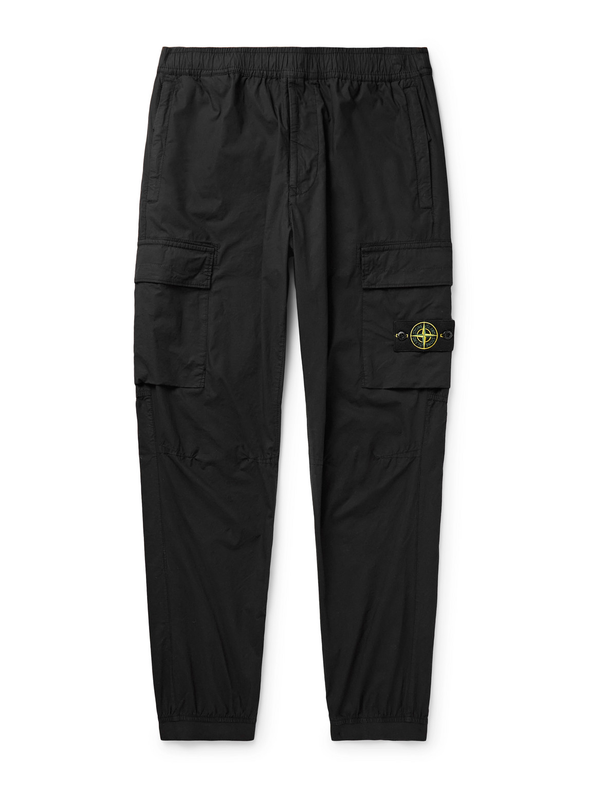 Stone Island Tapered Cotton-blend Cargo Trousers In Black
