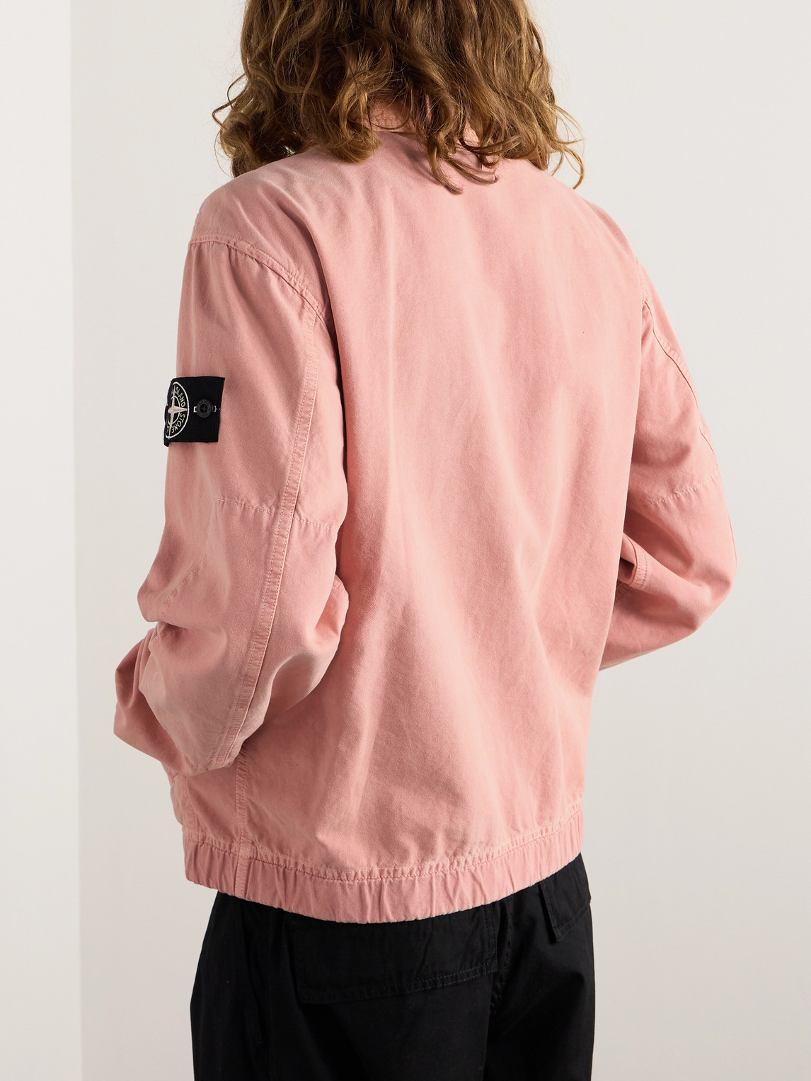 Shop Stone Island Logo-appliquéd Cotton And Lyocell-blend Canvas Jacket In Pink
