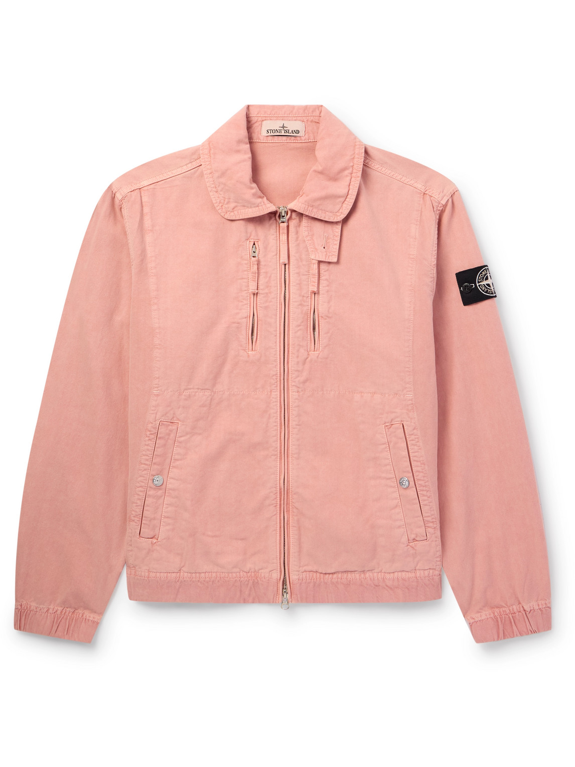 Stone Island Logo-appliquéd Cotton And Lyocell-blend Canvas Jacket In Pink