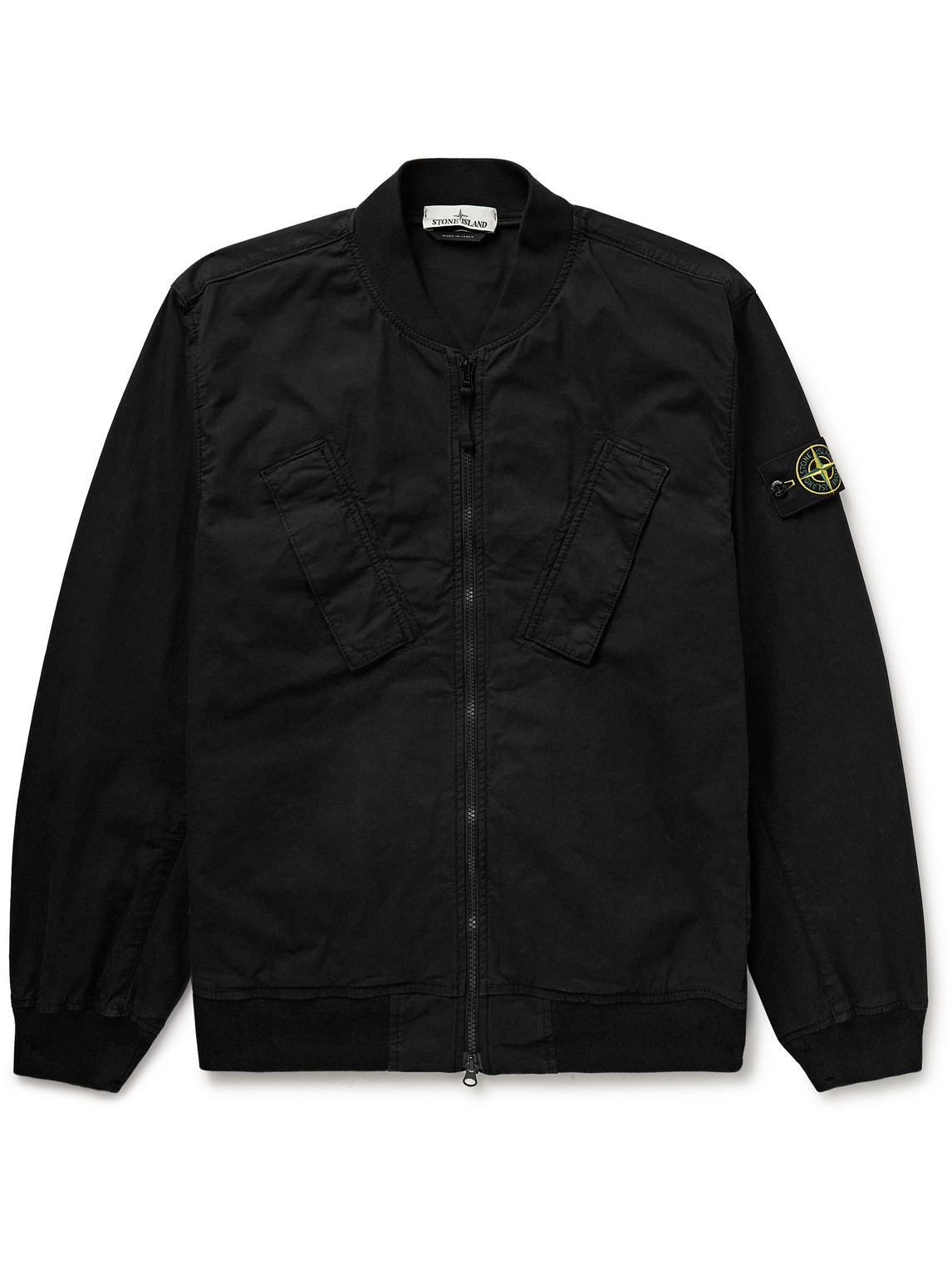 Stone Island Logo-appliquéd Cotton-blend Twill Bomber Jacket In Black