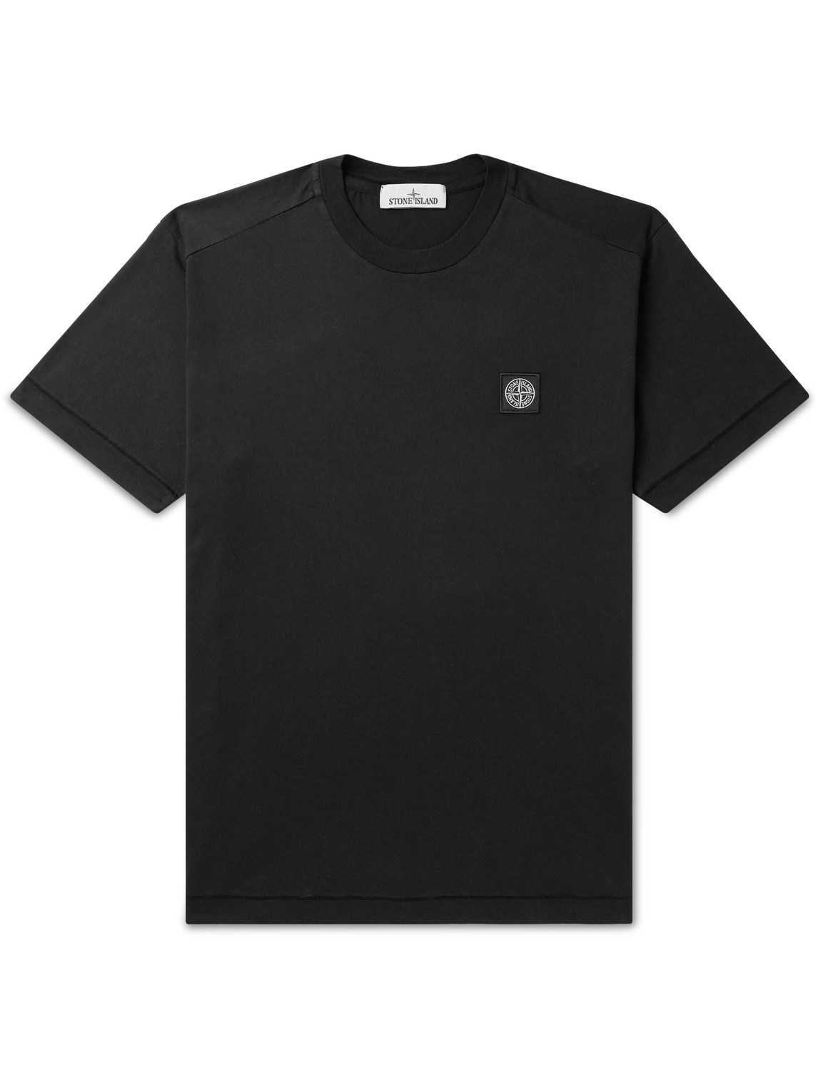 Shop Stone Island Logo-appliquéd Cotton-jersey T-shirt In Black