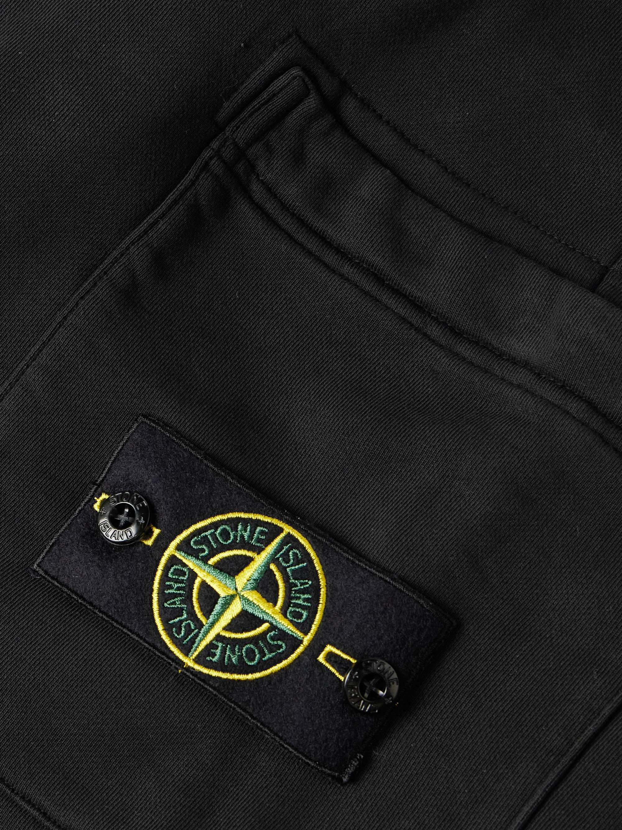 STONE ISLAND Straight-Leg Logo-Appliquéd Garment-Dyed Cotton-Jersey ...