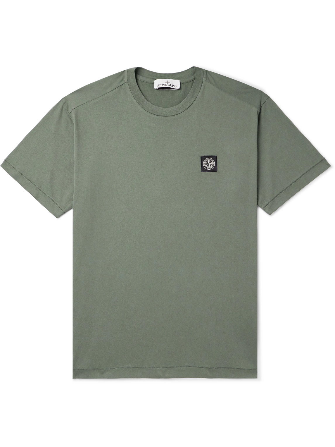 Stone Island Logo-appliquéd Cotton-jersey T-shirt In Green