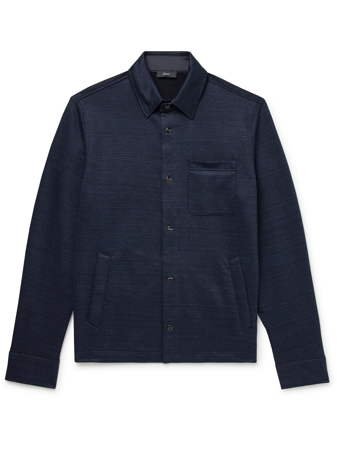 Herno Slim-fit Jersey Overshirt In Blue