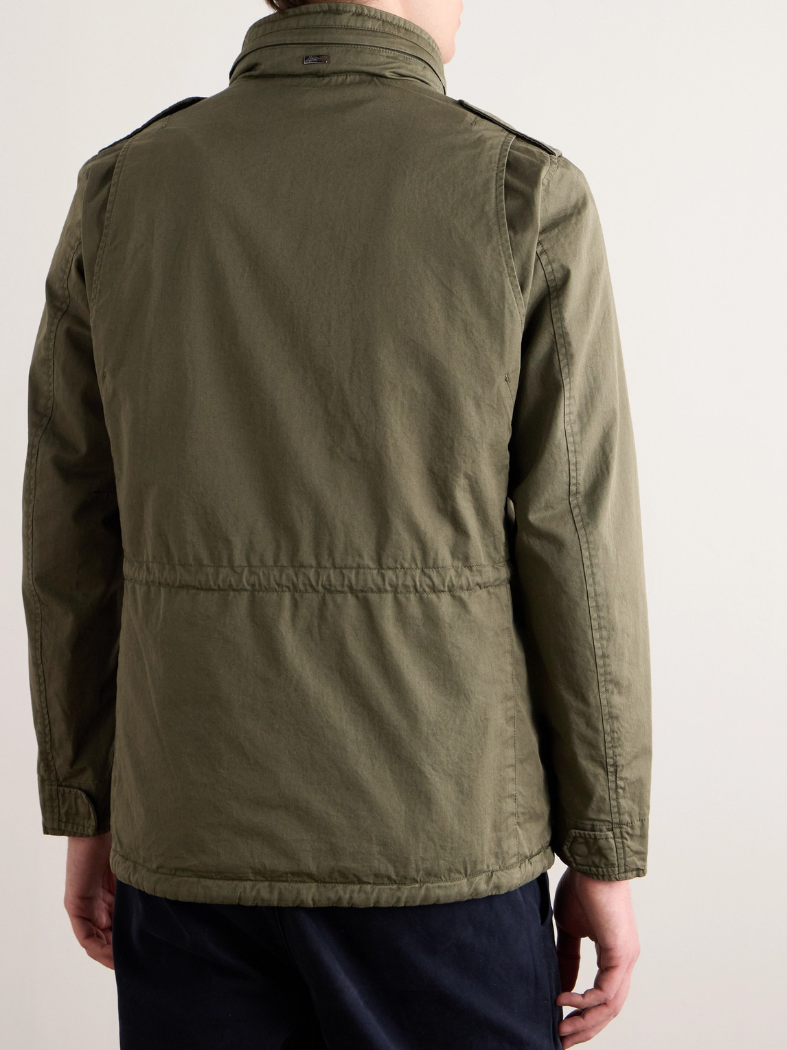 Shop Herno Tigri Cotton-gabardine Hooded Field Jacket In Green