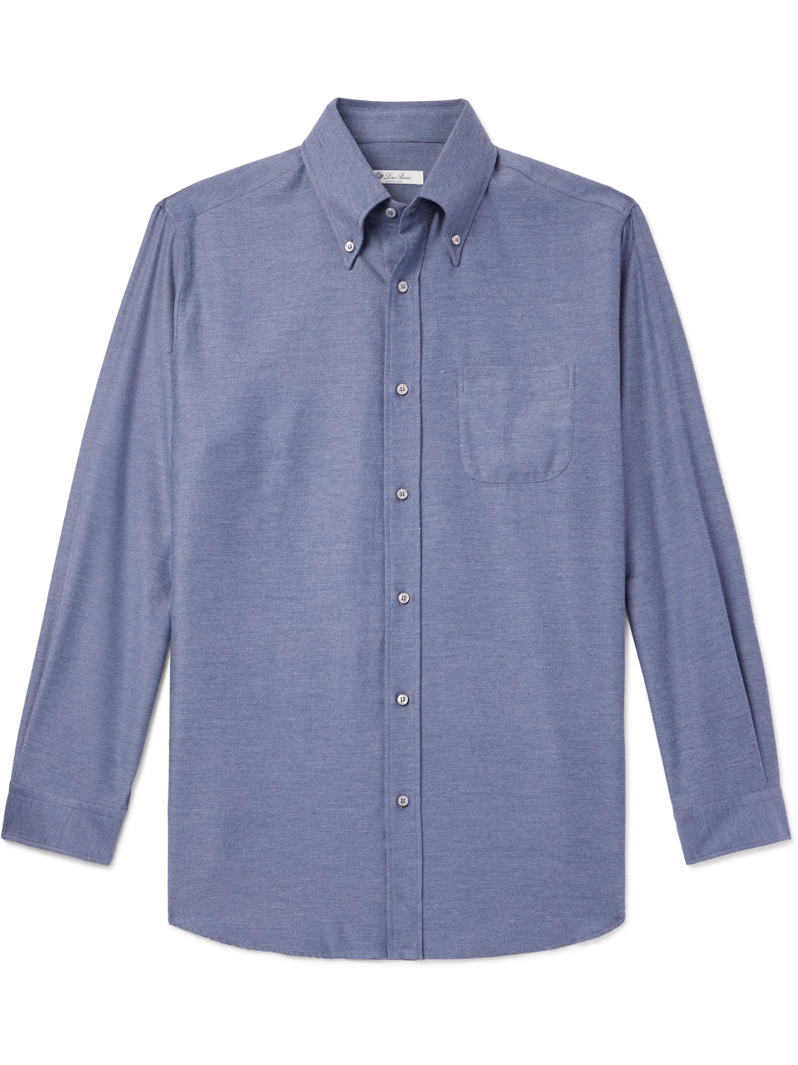 Button-Down Collar Cotton and Cashmere-Blend Denim Shirt