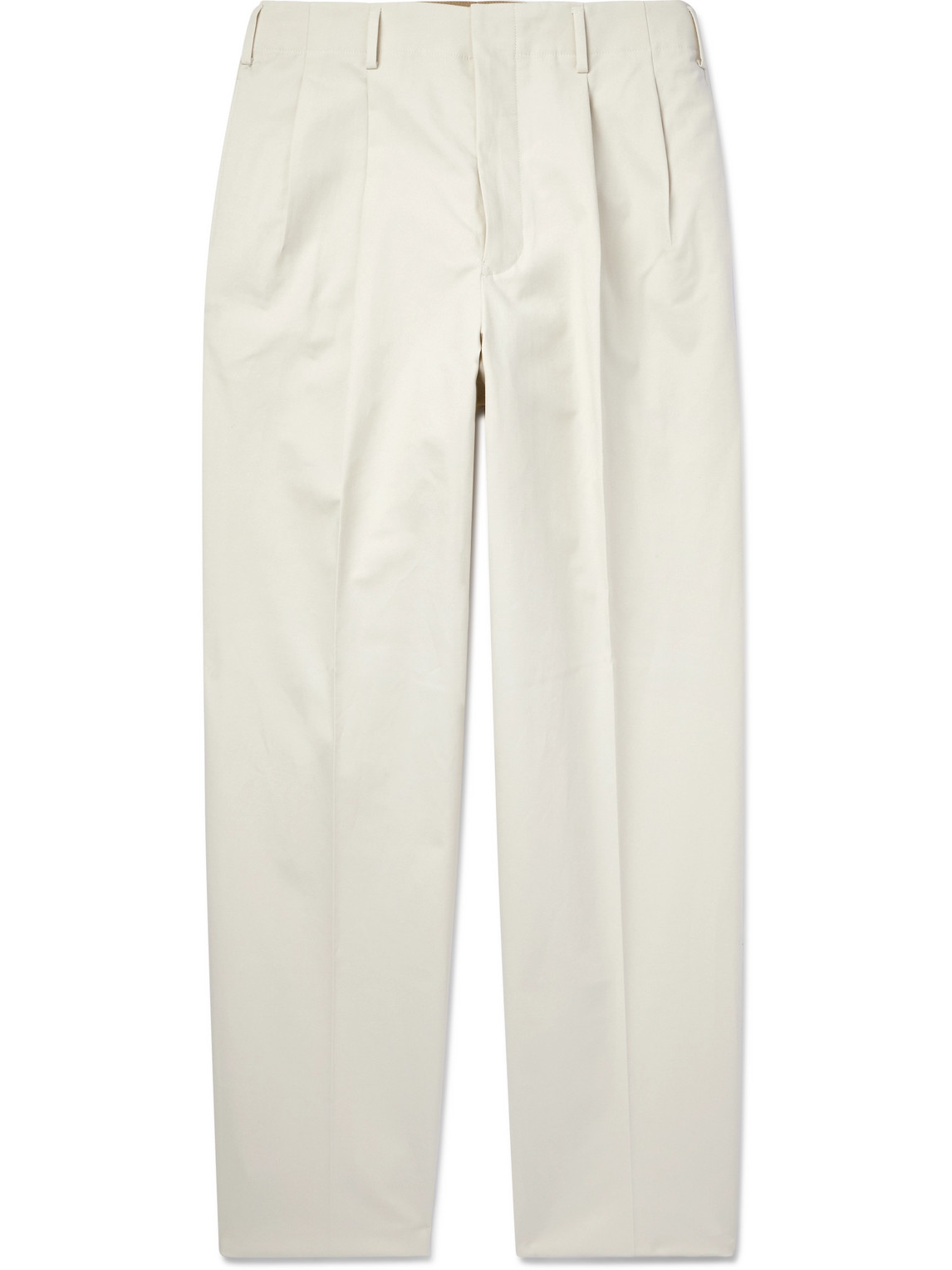 Loro Piana Gosen Straight-leg Pleated Cotton-blend Trousers In Neutrals