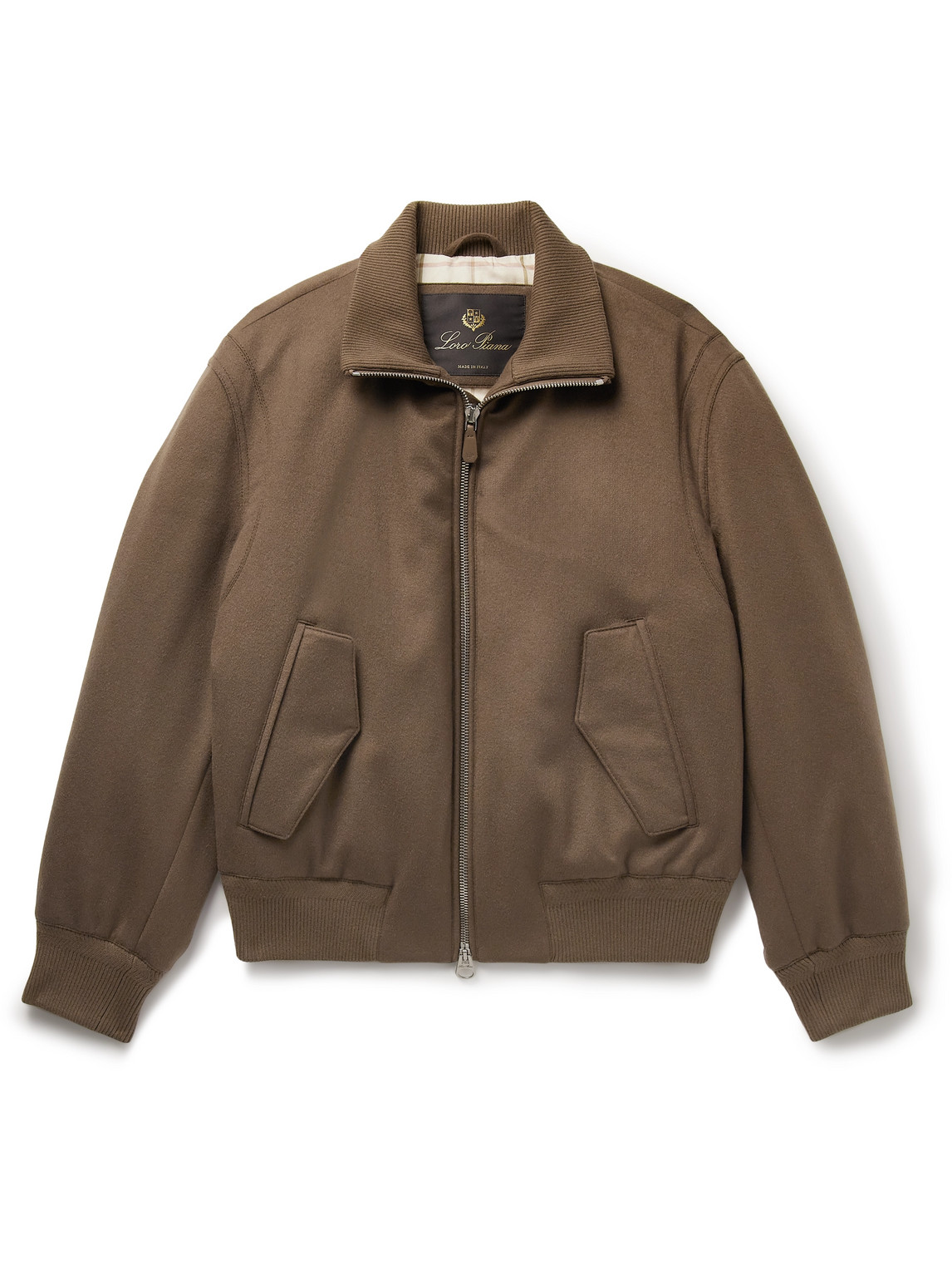 Loro Piana Green Storm System® Padded Cashmere Bomber Jacket In Brown